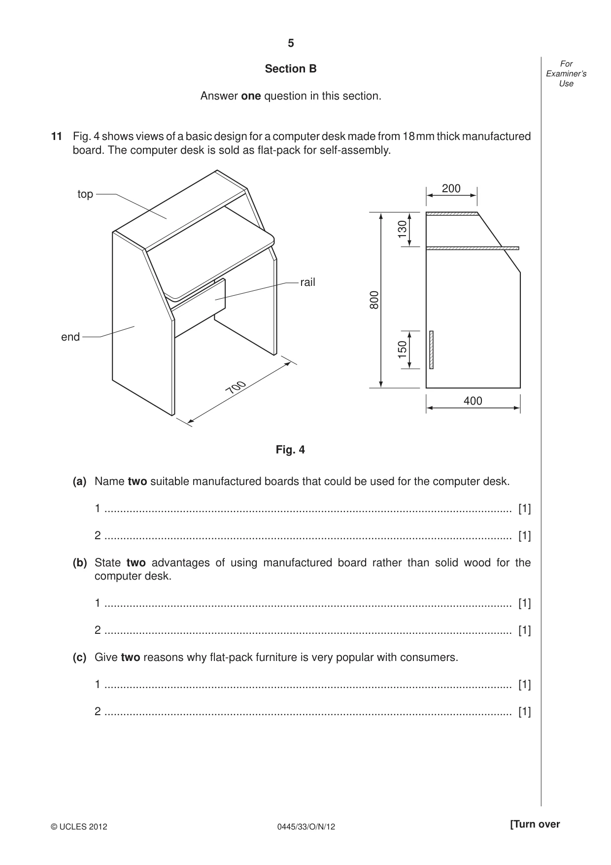 Cambridge IGCSE Design and Technology 0445 2012 Oct/Nov Paper 3 · Variant 3 question paper, page 5 of 16