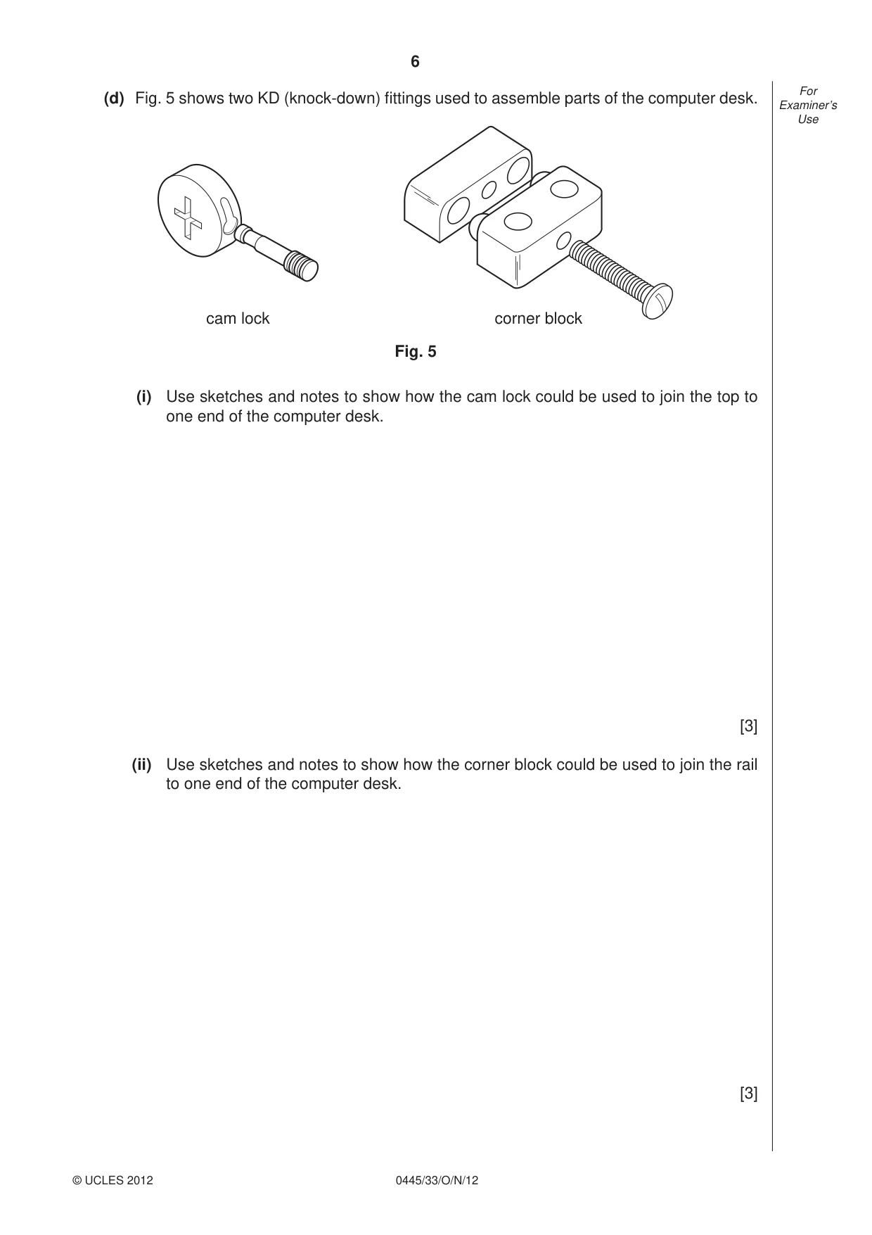 Cambridge IGCSE Design and Technology 0445 2012 Oct/Nov Paper 3 · Variant 3 question paper, page 6 of 16