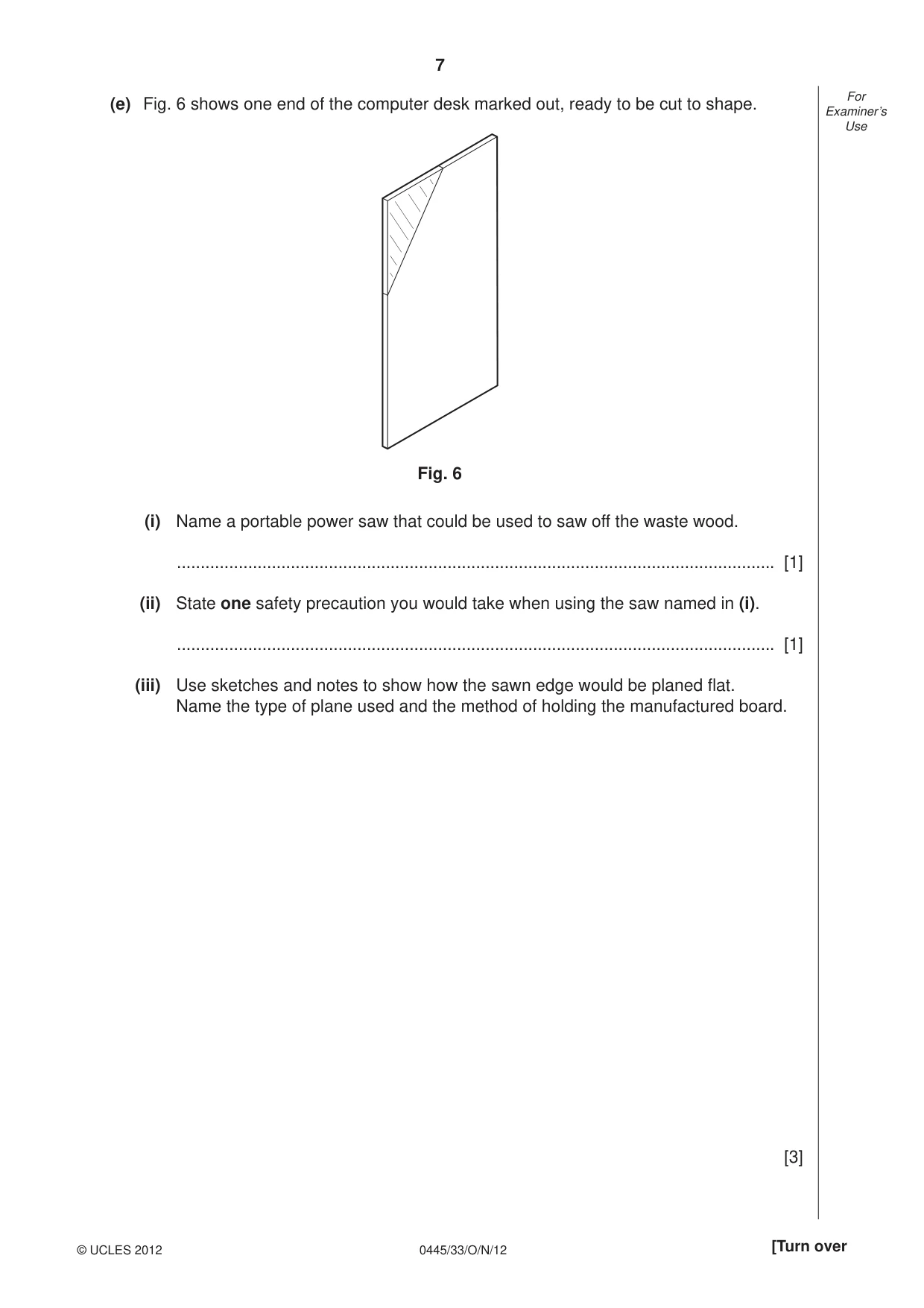 Cambridge IGCSE Design and Technology 0445 2012 Oct/Nov Paper 3 · Variant 3 question paper, page 7 of 16