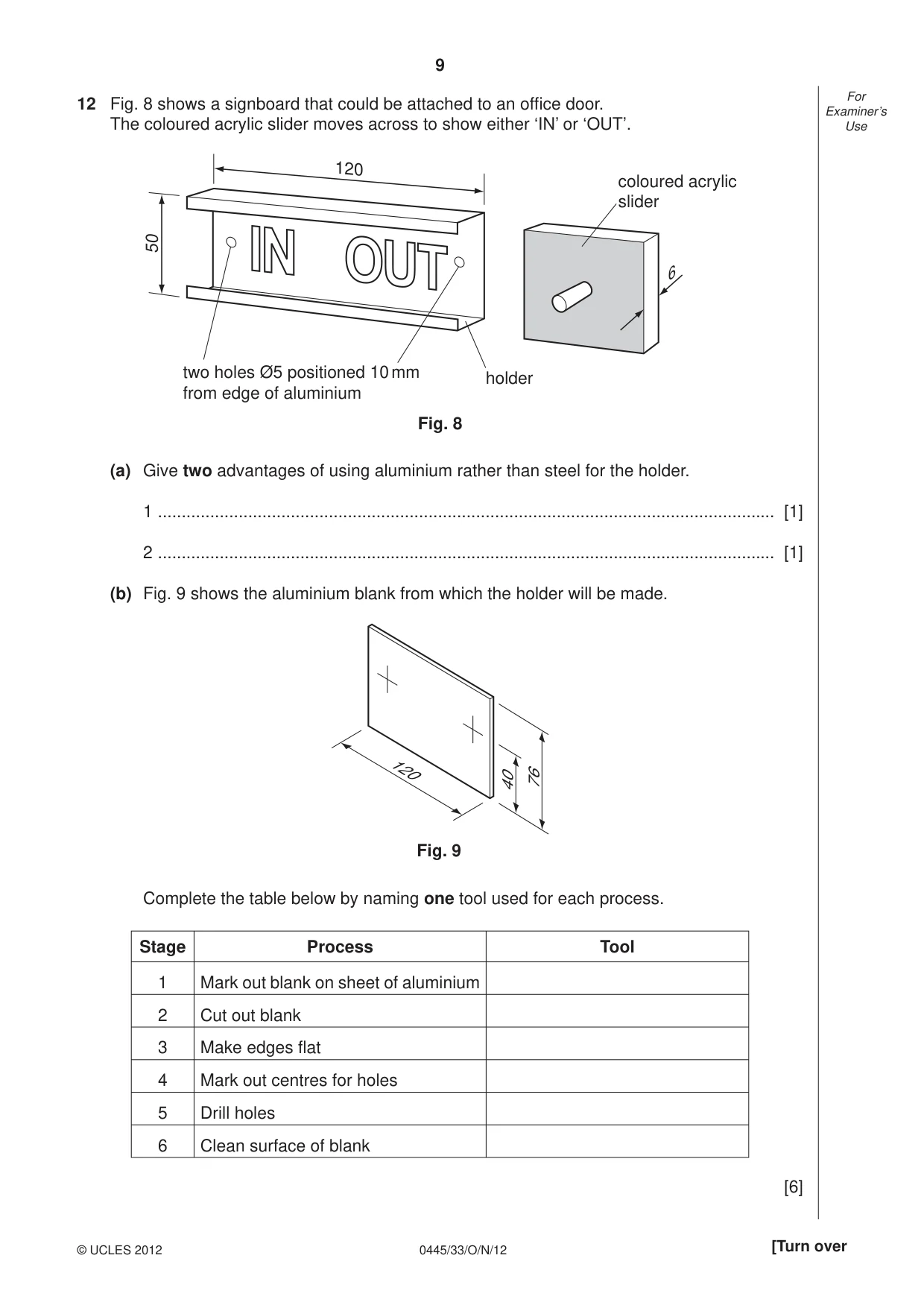 Cambridge IGCSE Design and Technology 0445 2012 Oct/Nov Paper 3 · Variant 3 question paper, page 9 of 16