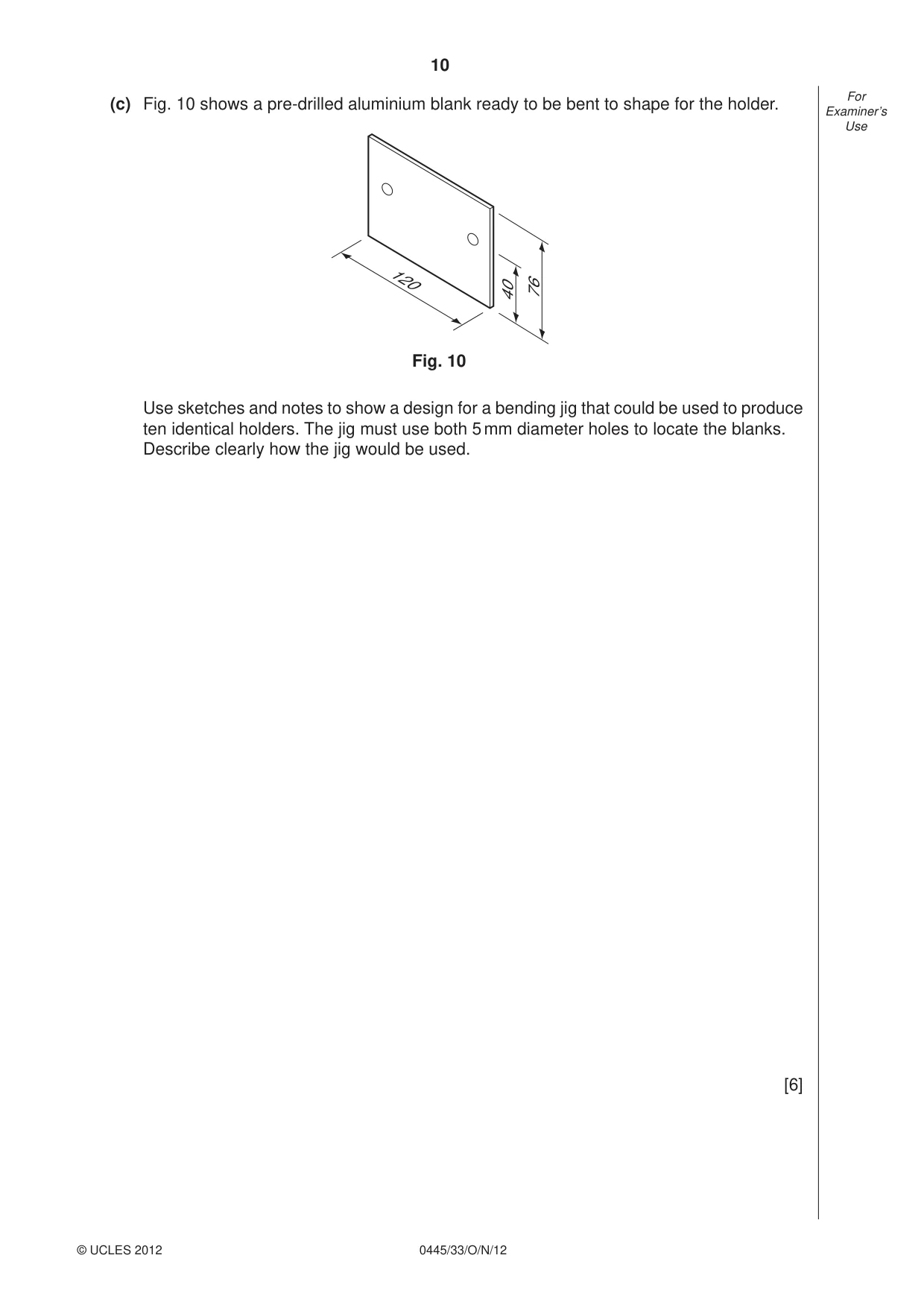 Cambridge IGCSE Design and Technology 0445 2012 Oct/Nov Paper 3 · Variant 3 question paper, page 10 of 16