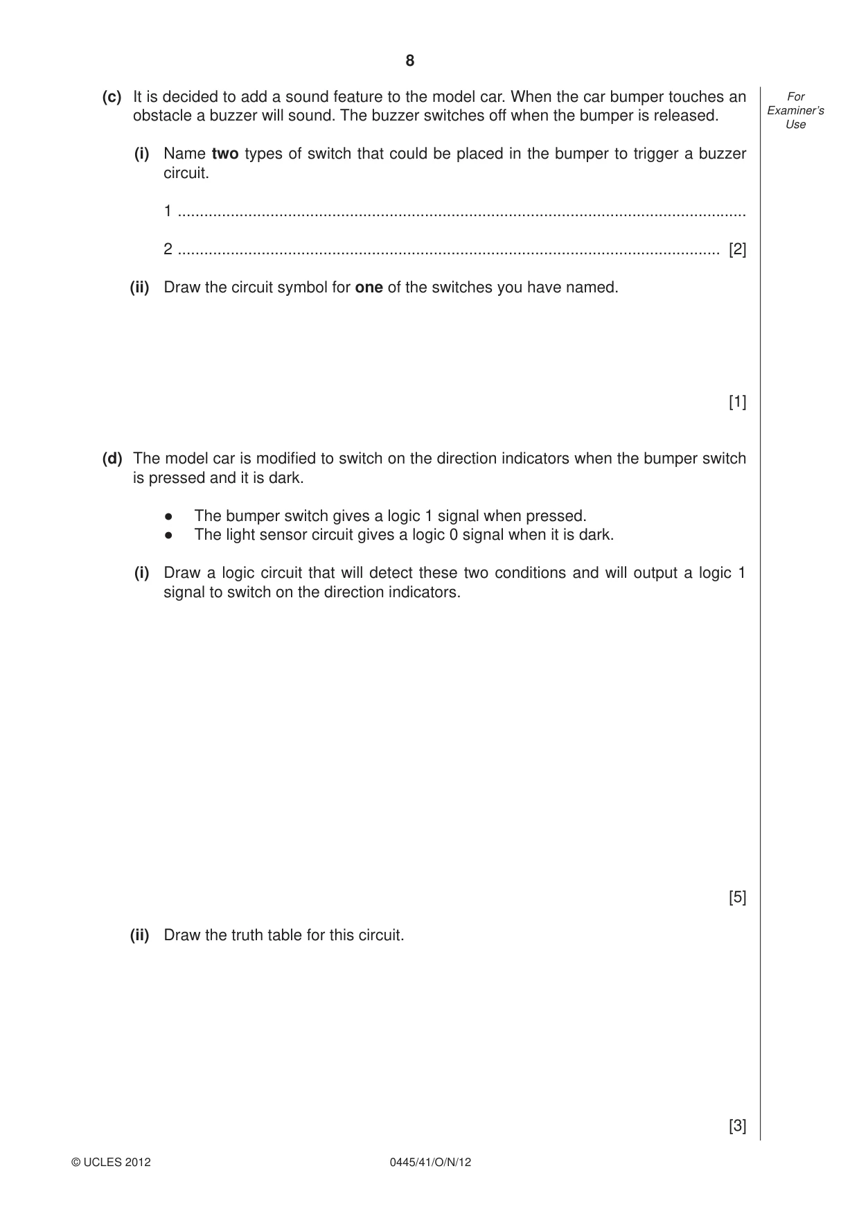 Cambridge IGCSE Design and Technology 0445 2012 Oct/Nov Paper 4 · Variant 1 question paper, page 8 of 16