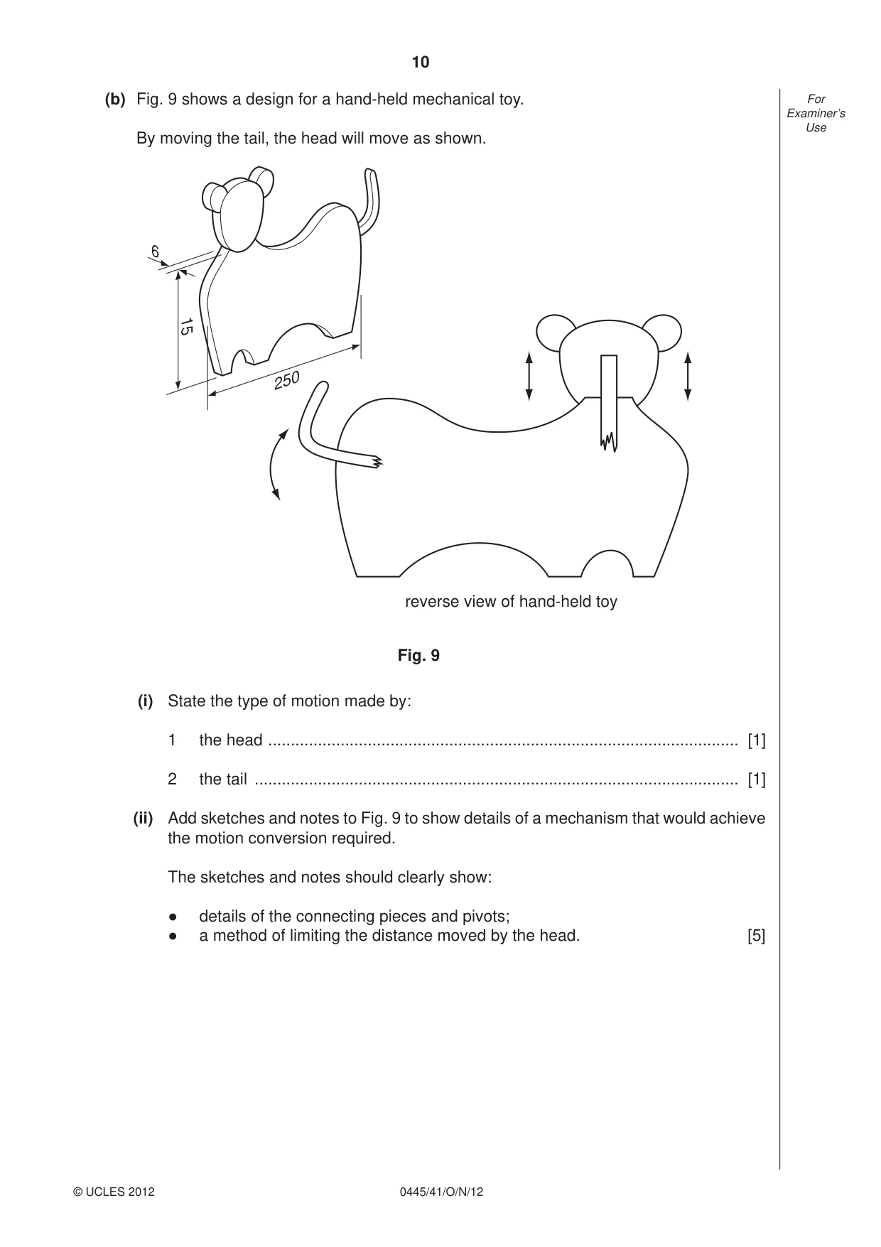 Cambridge IGCSE Design and Technology 0445 2012 Oct/Nov Paper 4 · Variant 1 question paper, page 10 of 16
