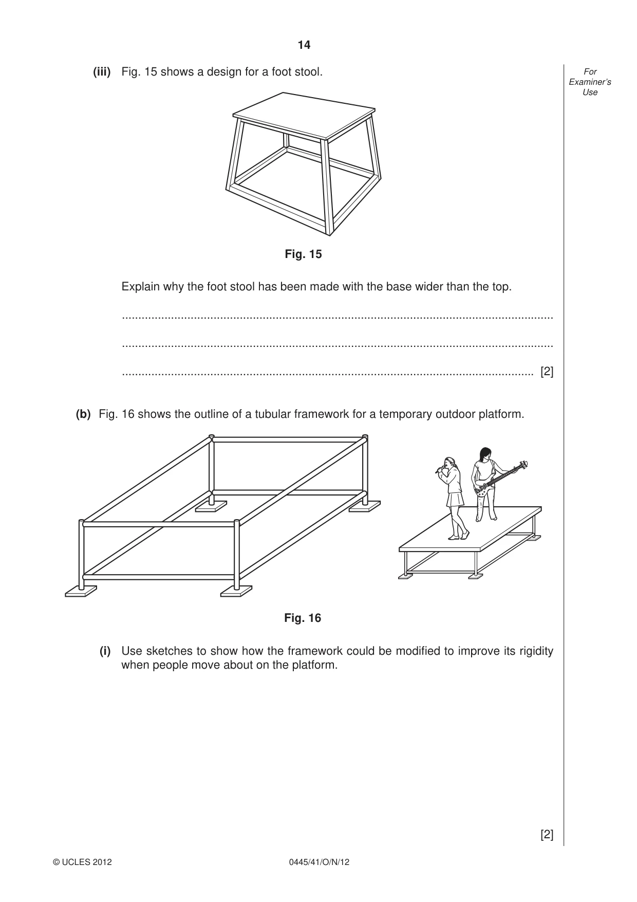 Cambridge IGCSE Design and Technology 0445 2012 Oct/Nov Paper 4 · Variant 1 question paper, page 14 of 16
