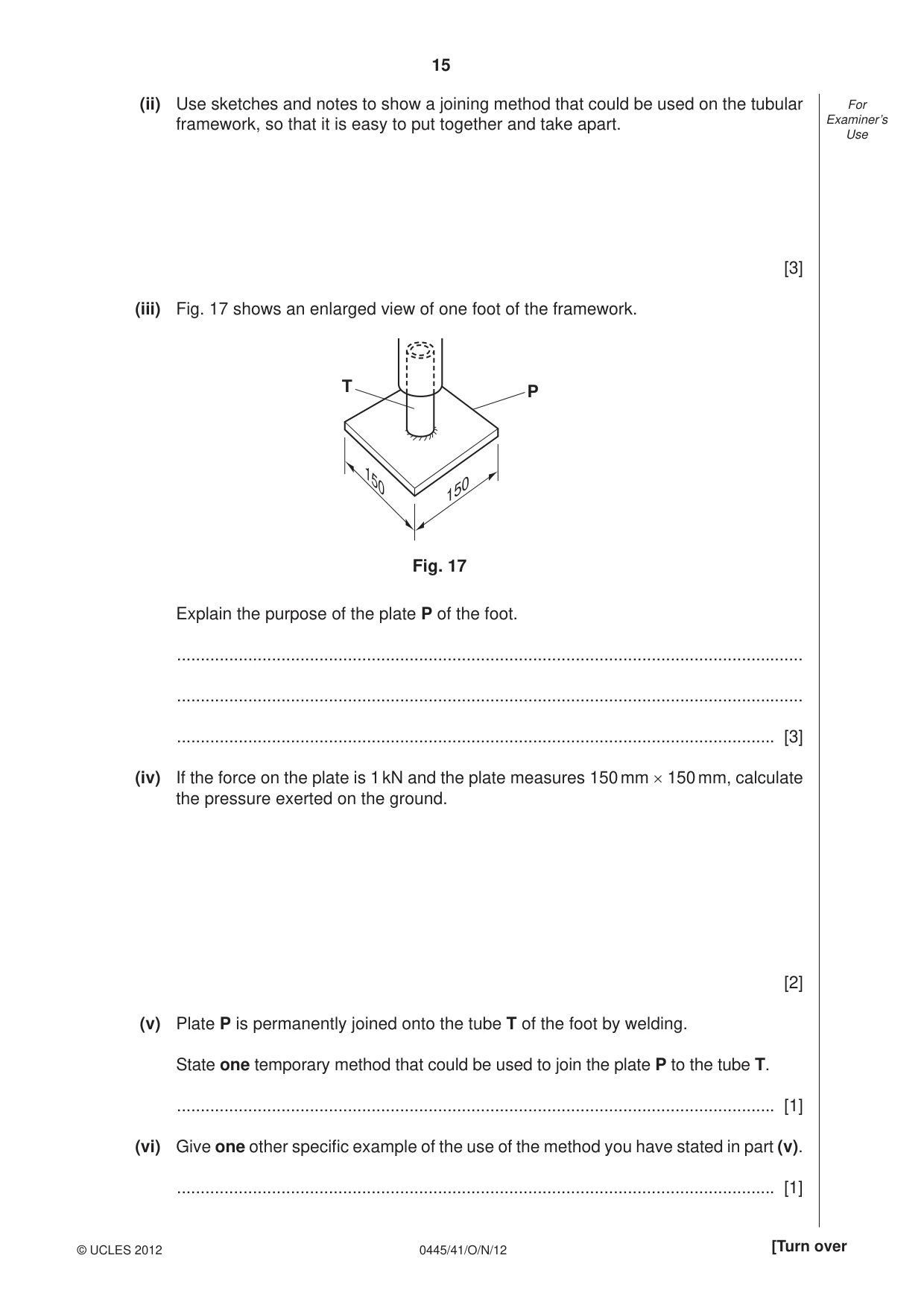 Cambridge IGCSE Design and Technology 0445 2012 Oct/Nov Paper 4 · Variant 1 question paper, page 15 of 16