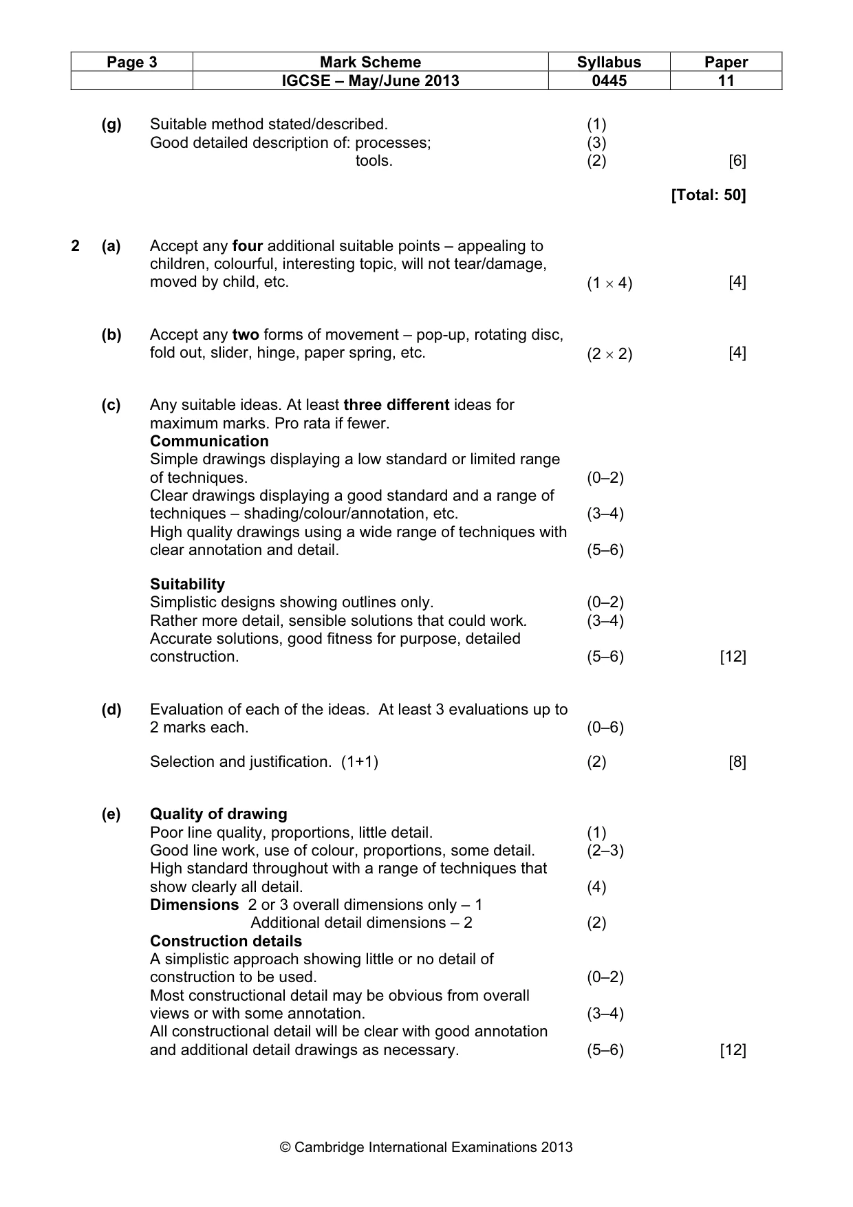 Mark scheme, page 3 of 5