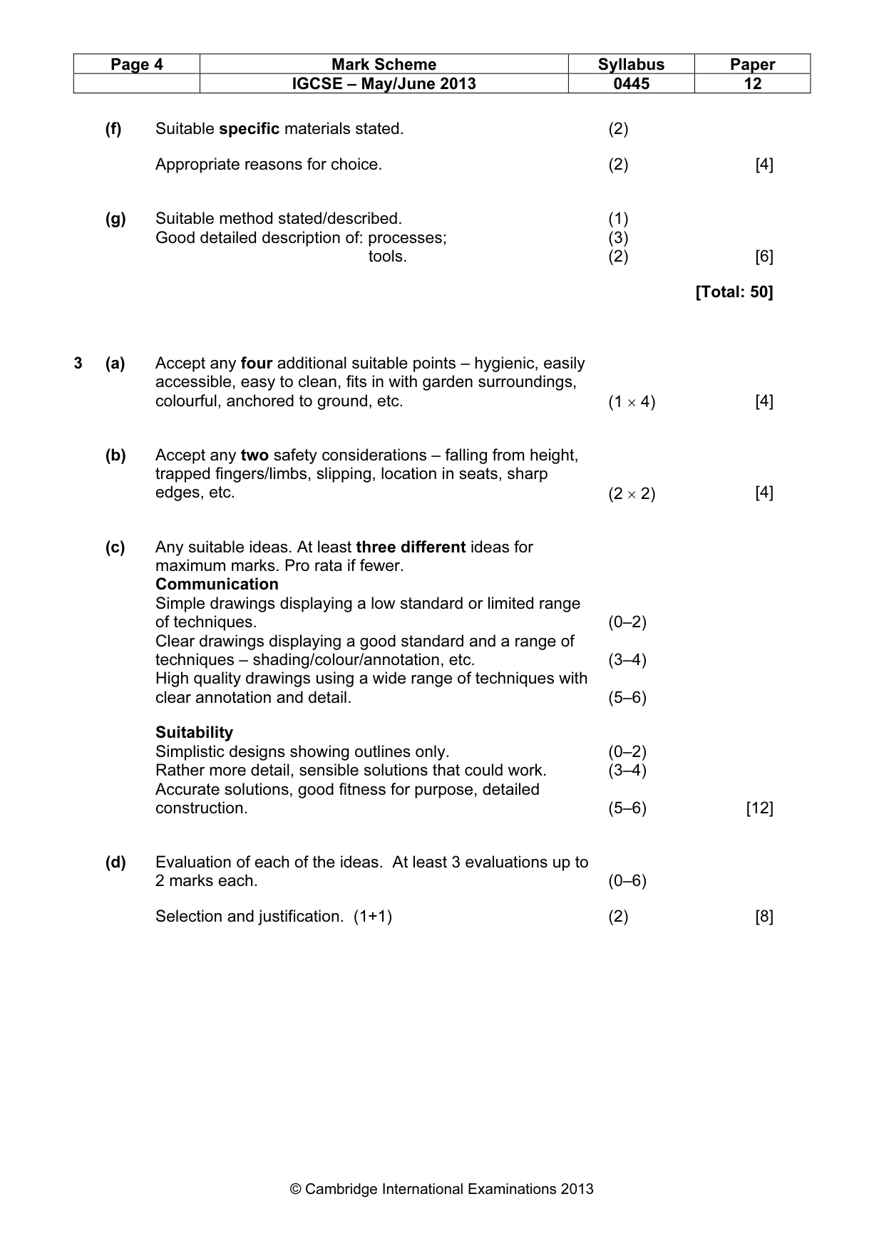 Mark scheme, page 4 of 5