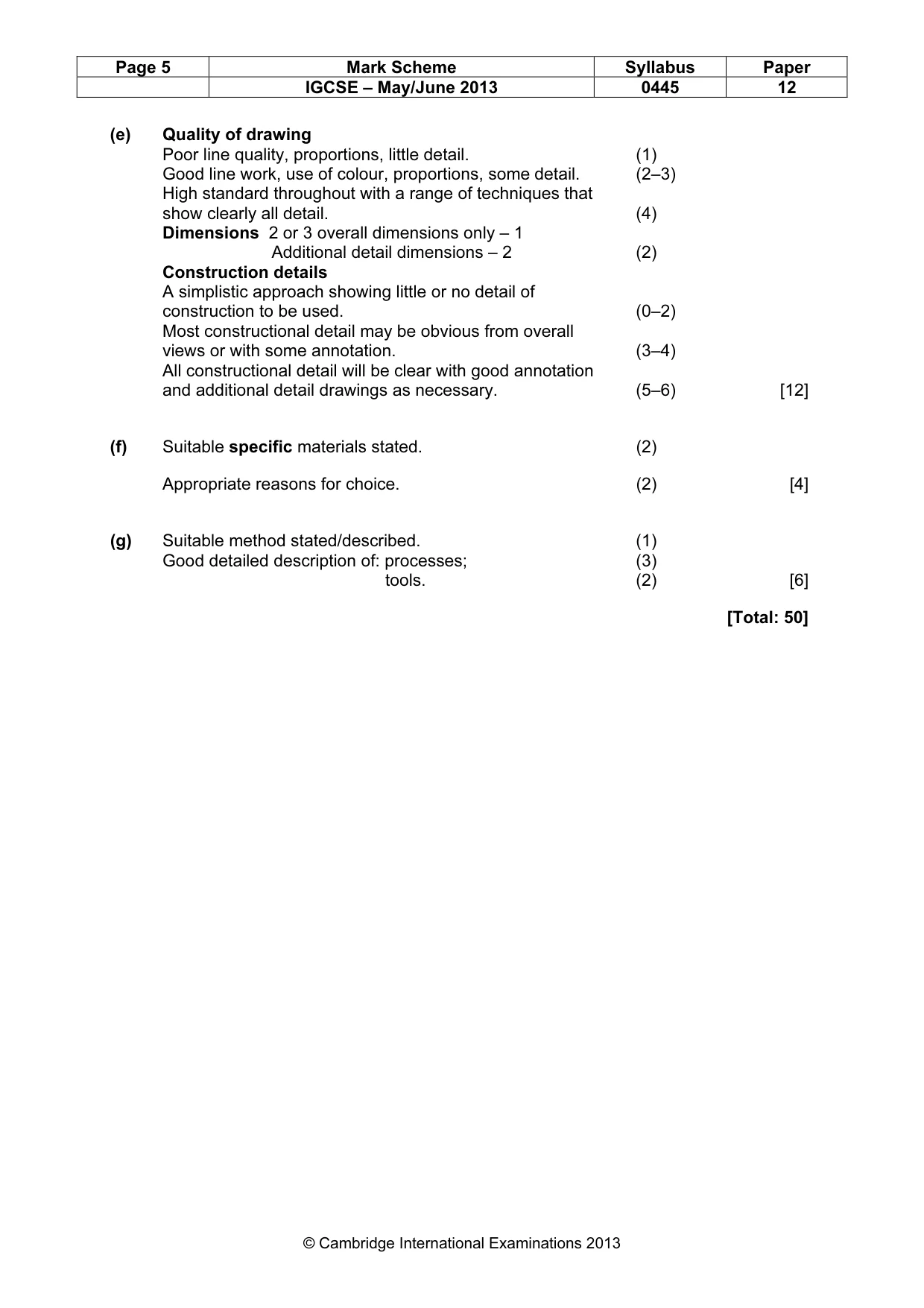 Mark scheme, page 5 of 5