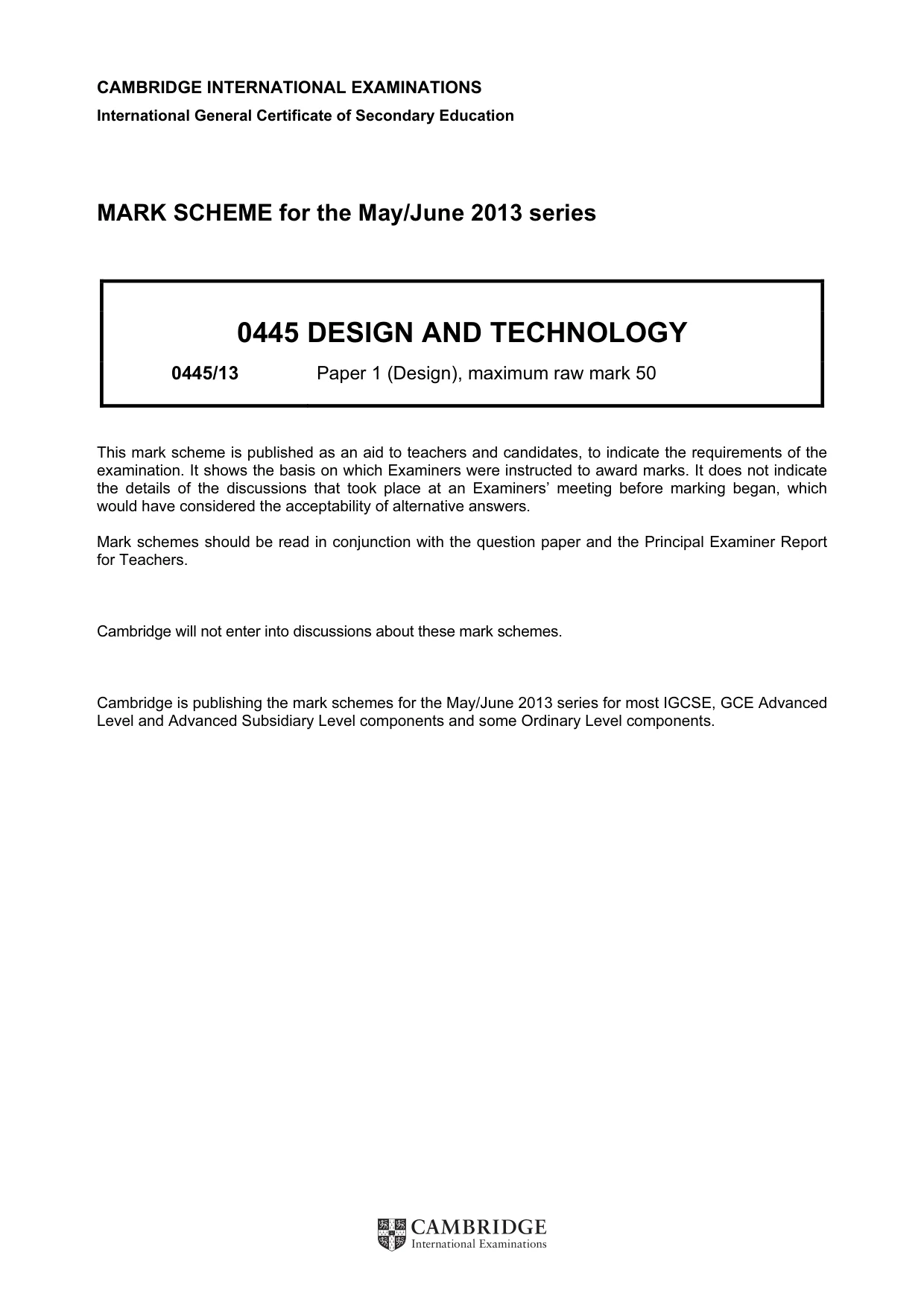 Mark scheme, page 1 of 7