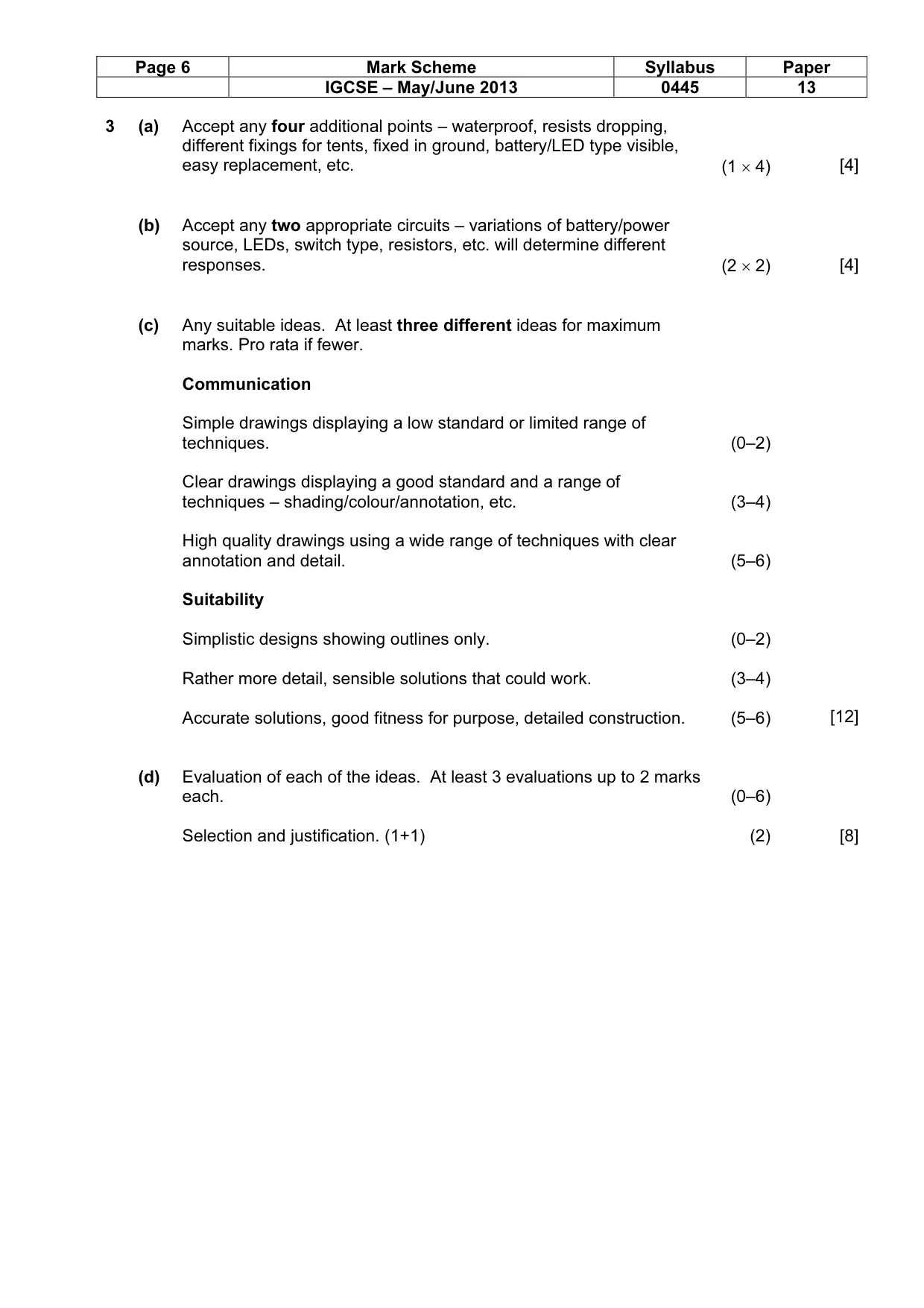 Mark scheme, page 6 of 7
