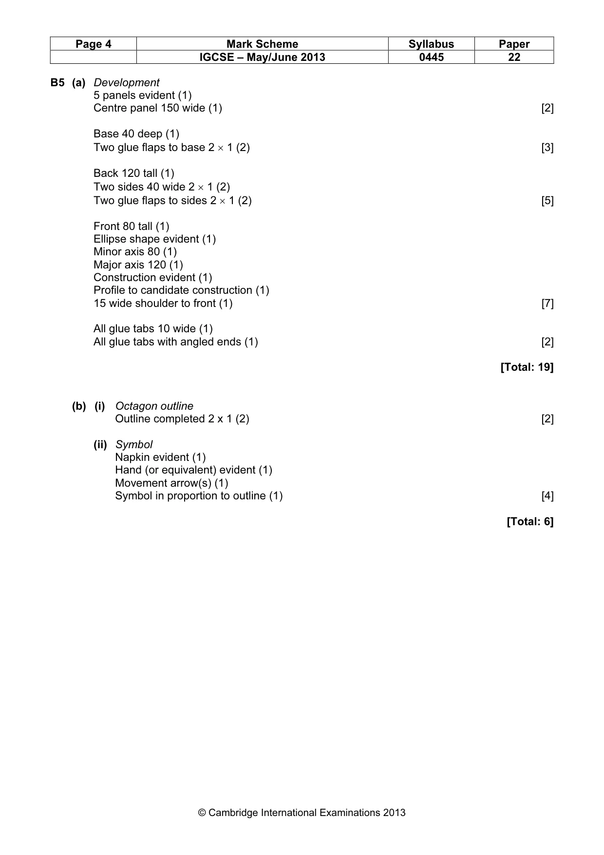 Mark scheme, page 4 of 4