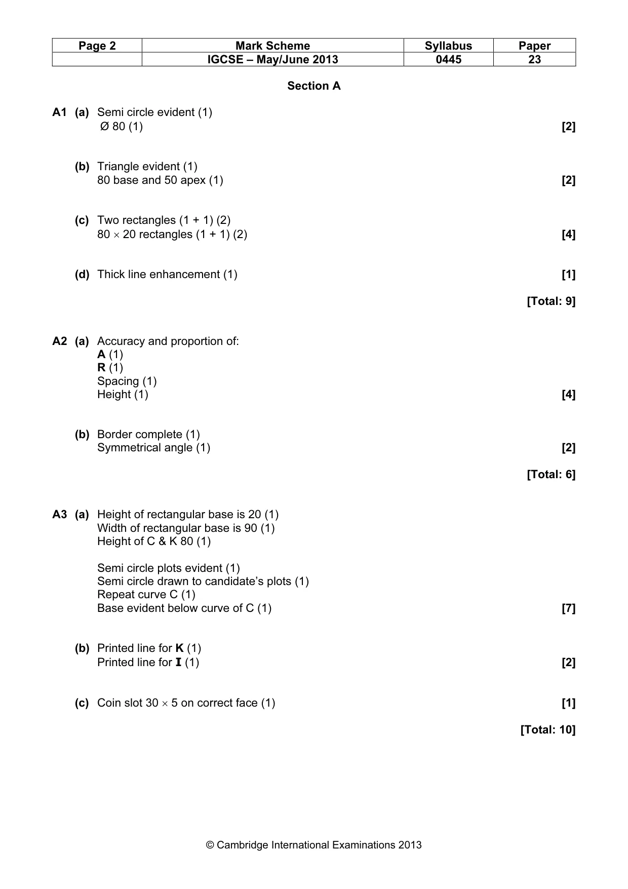 Mark scheme, page 2 of 3