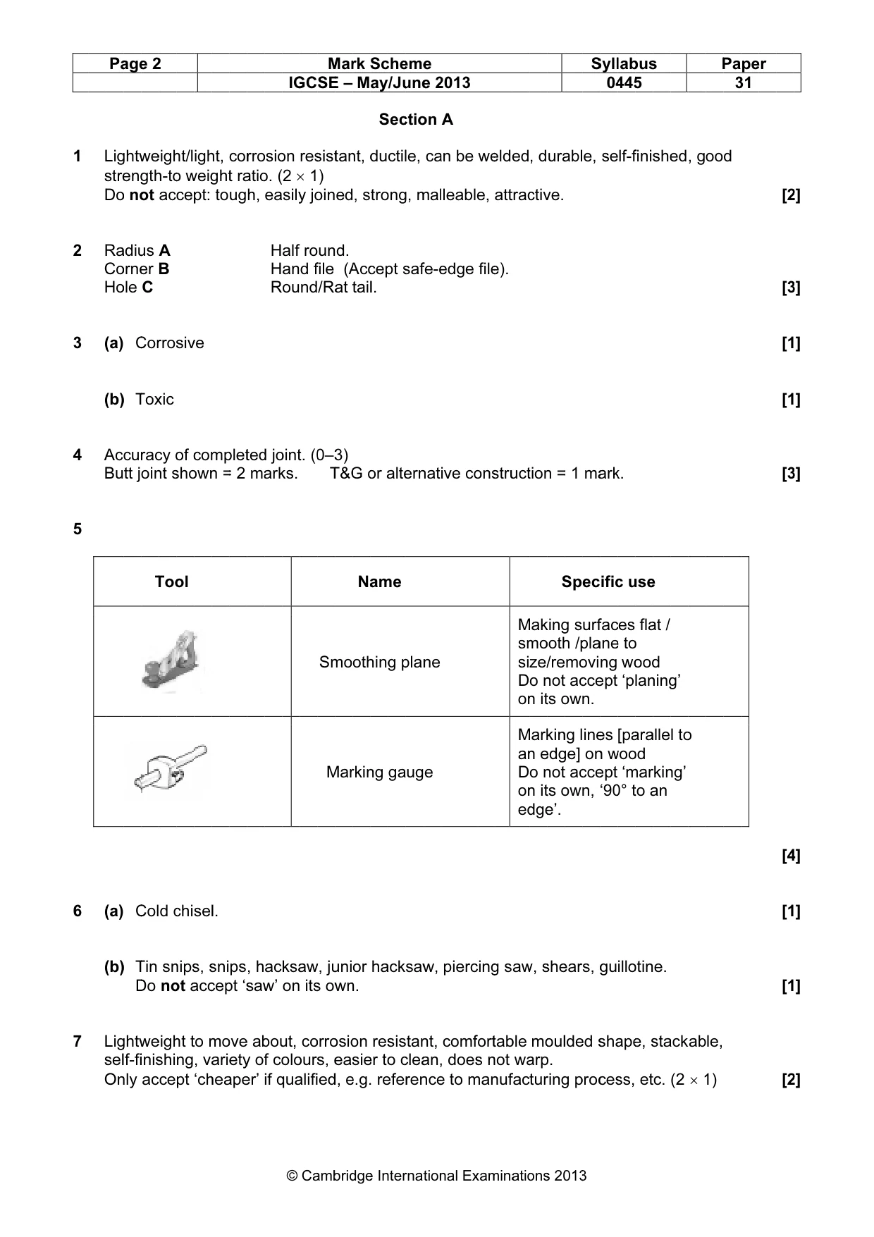 Mark scheme, page 2 of 7