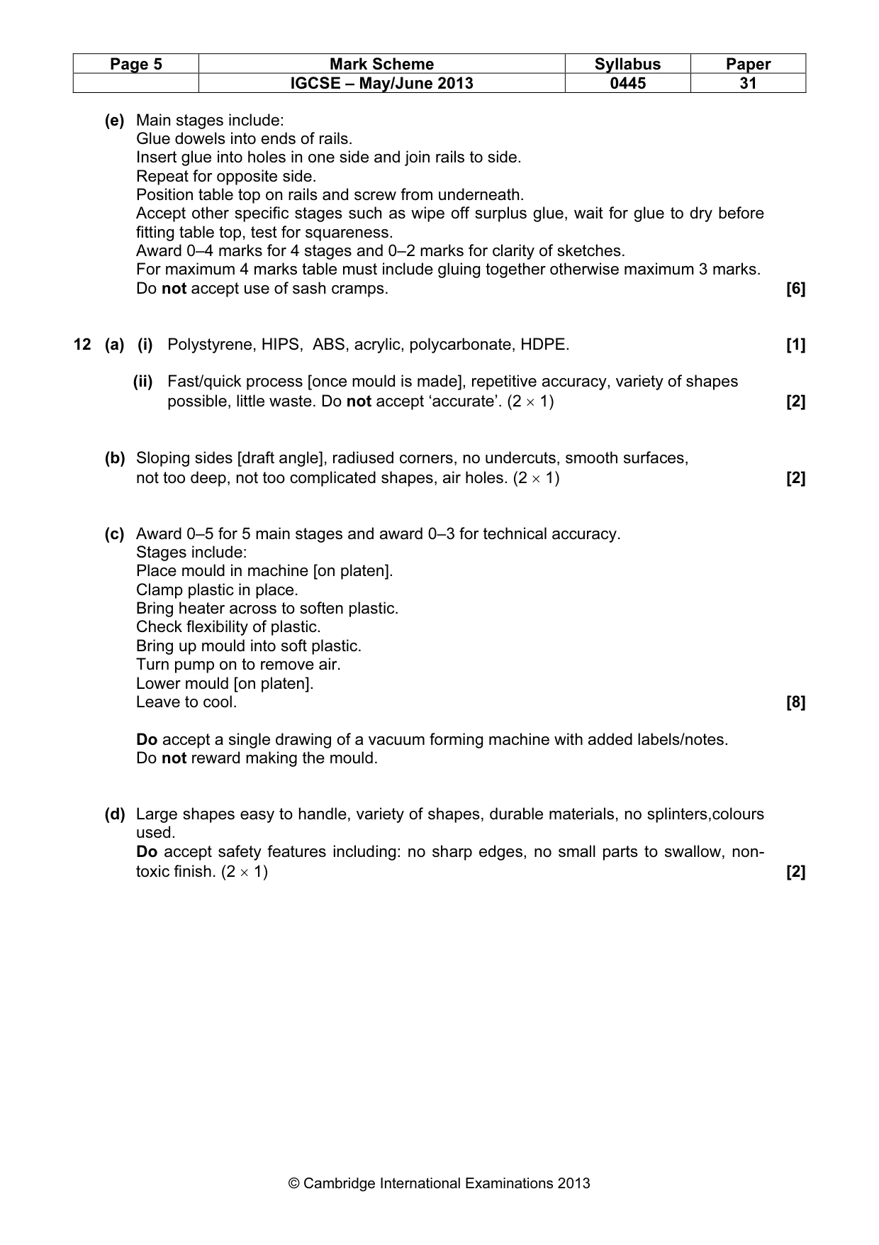 Mark scheme, page 5 of 7