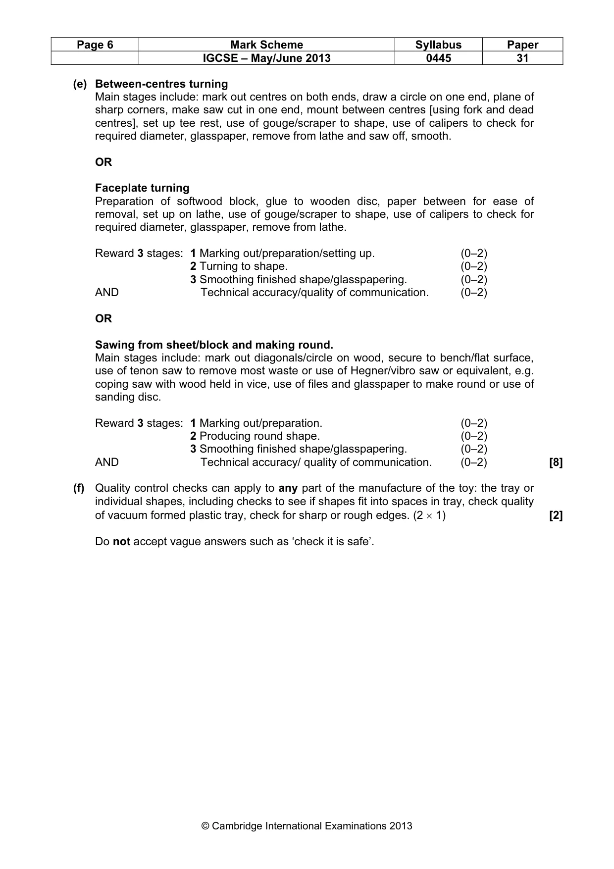 Mark scheme, page 6 of 7