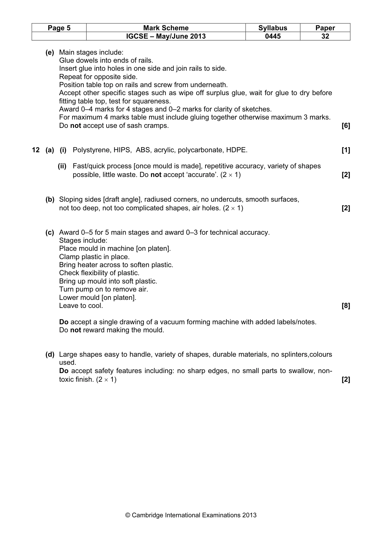 Mark scheme, page 5 of 7