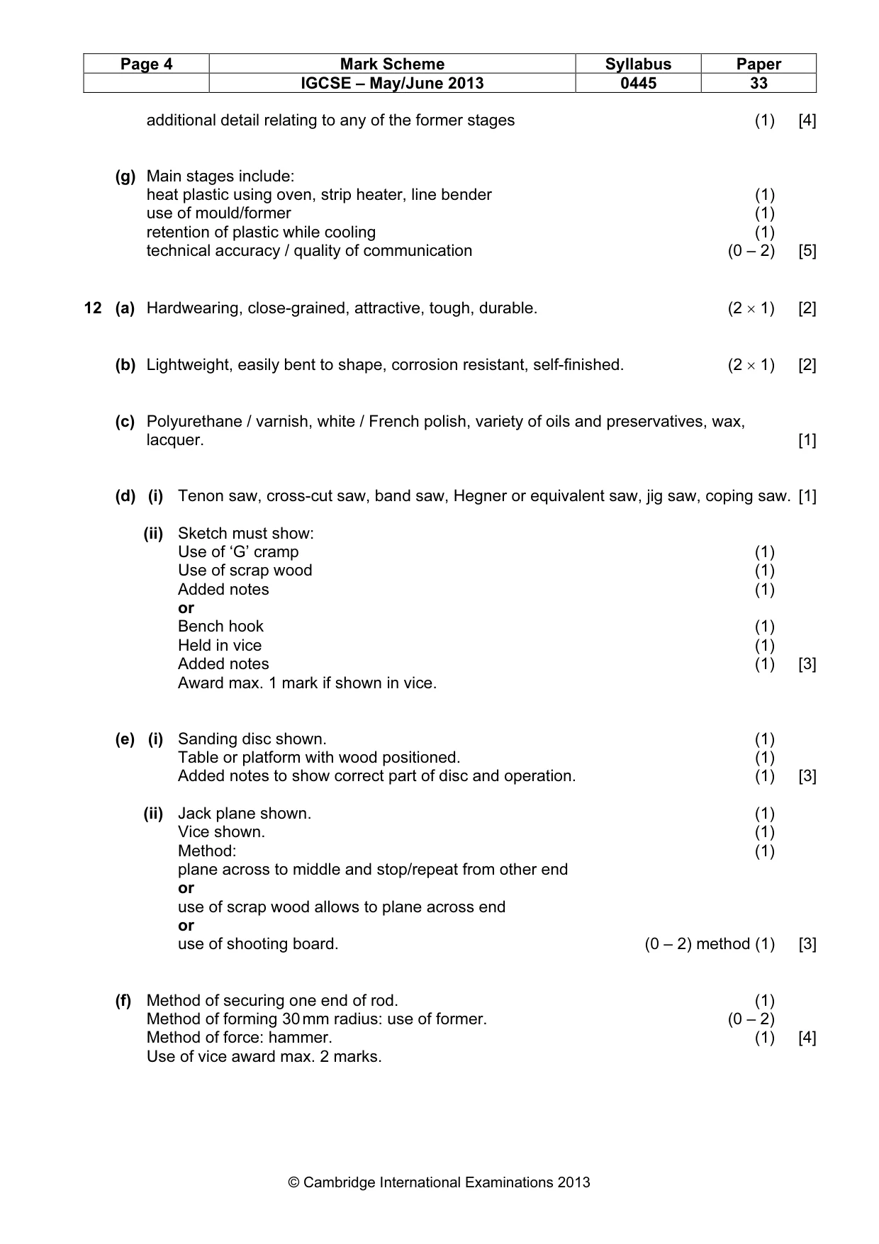 Mark scheme, page 4 of 5