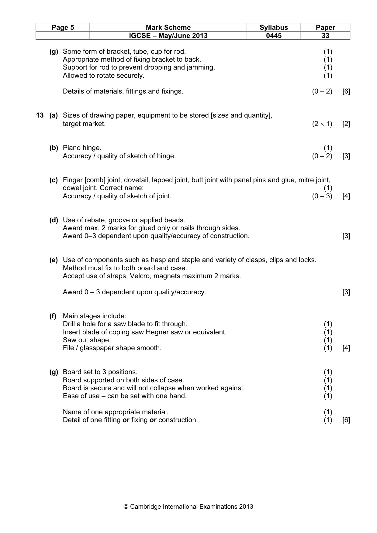Mark scheme, page 5 of 5