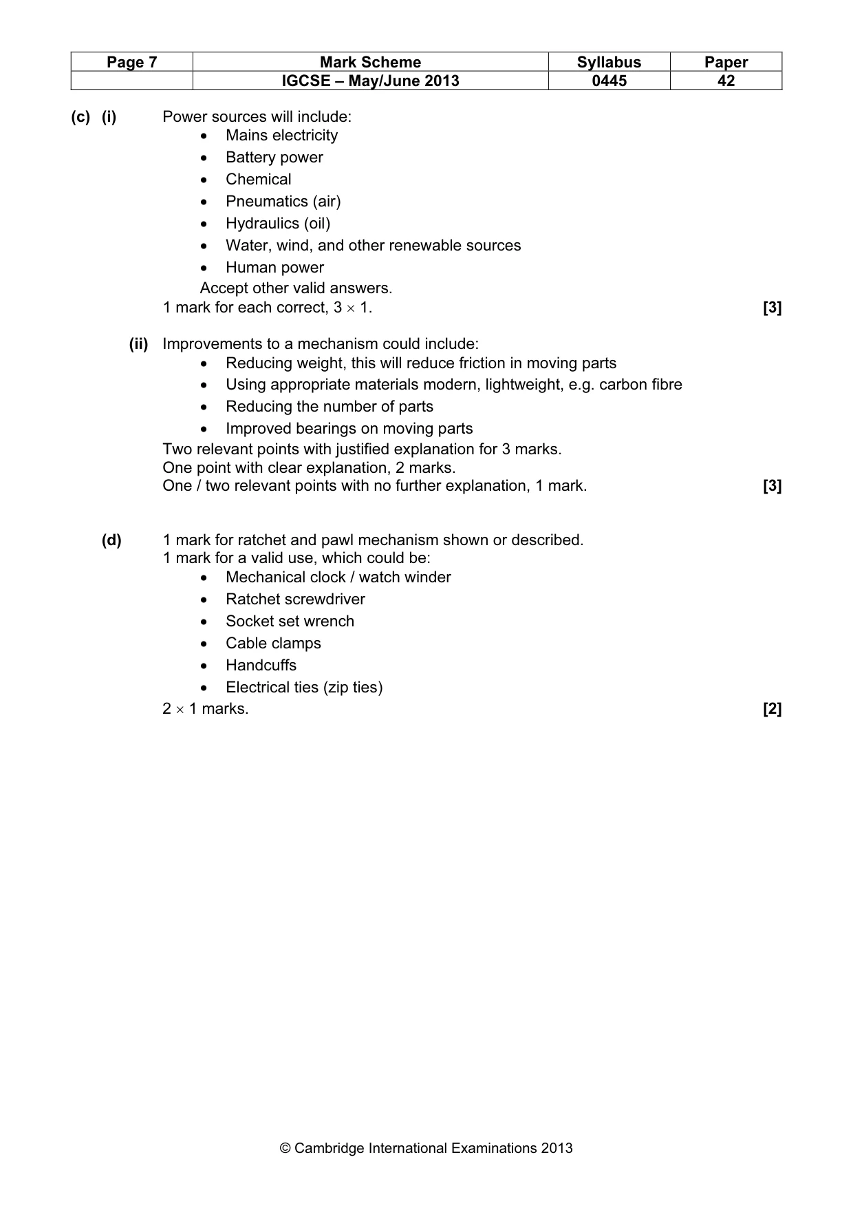 Mark scheme, page 7 of 9