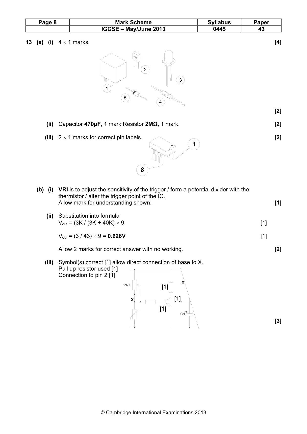 Mark scheme, page 8 of 9