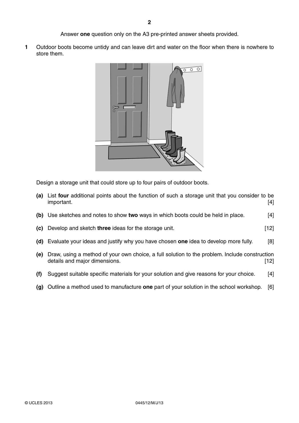 Cambridge IGCSE Design and Technology 0445 2013 May/June Paper 1 · Variant 2 question paper, page 2 of 4