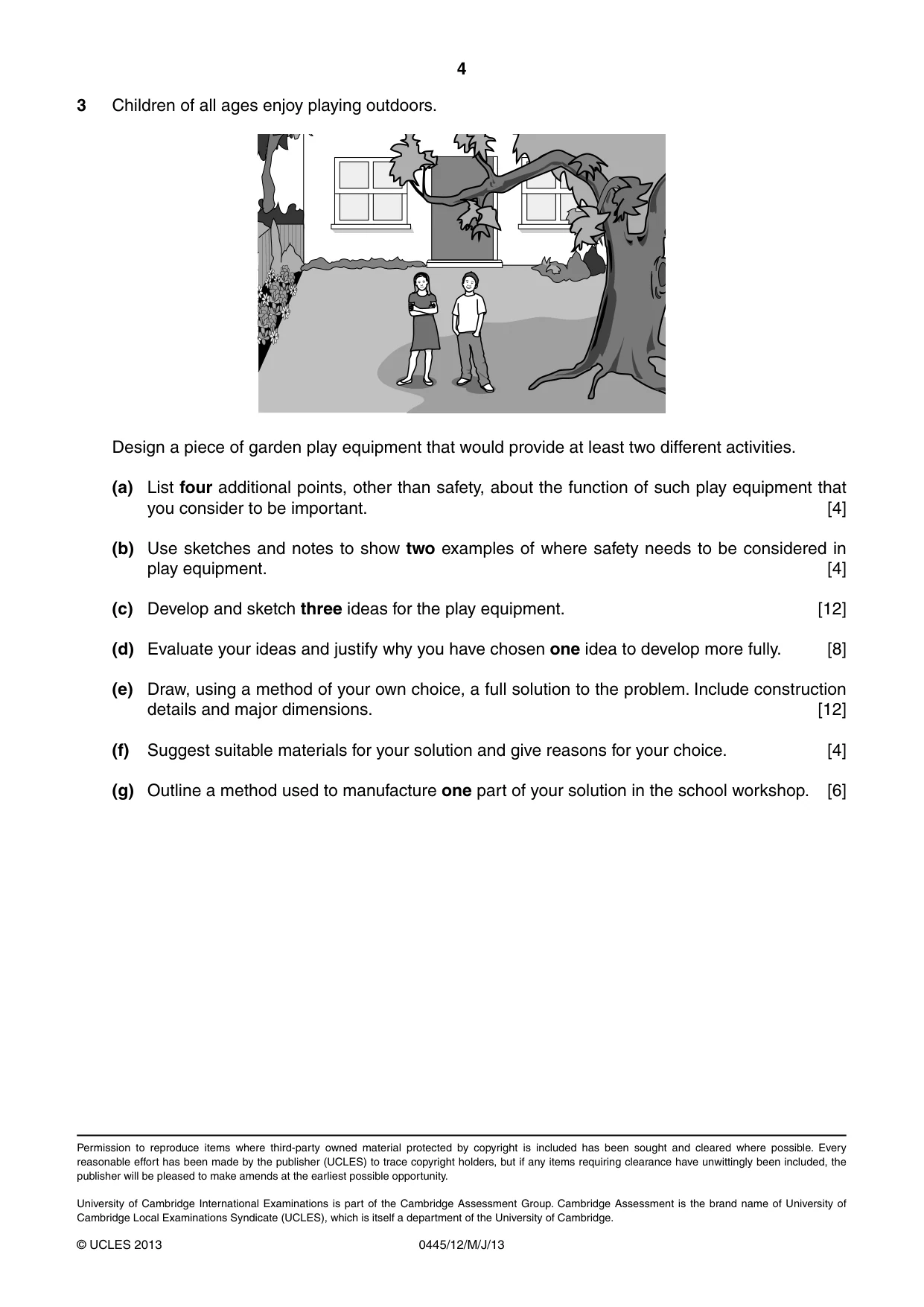 Cambridge IGCSE Design and Technology 0445 2013 May/June Paper 1 · Variant 2 question paper, page 4 of 4