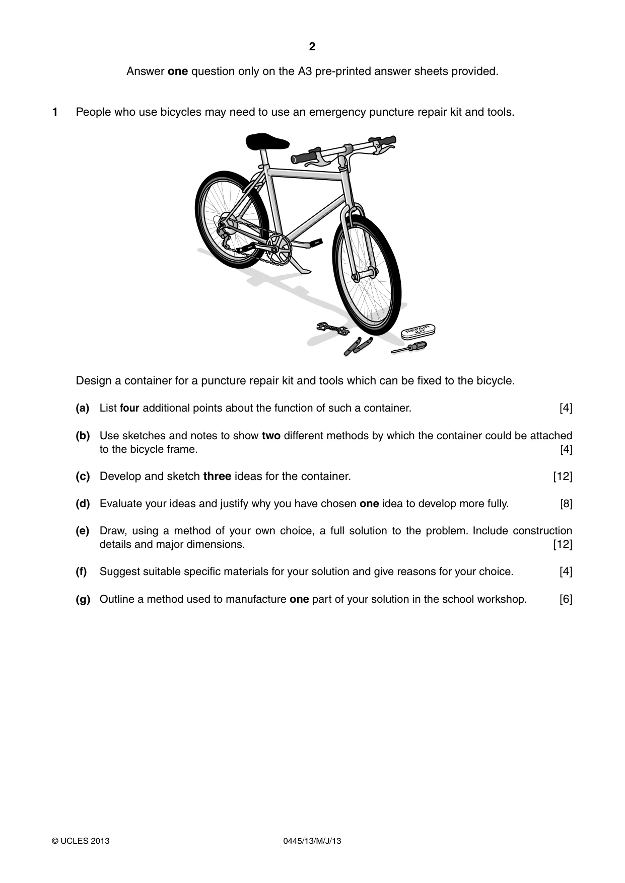 Cambridge IGCSE Design and Technology 0445 2013 May/June Paper 1 · Variant 3 question paper, page 2 of 4