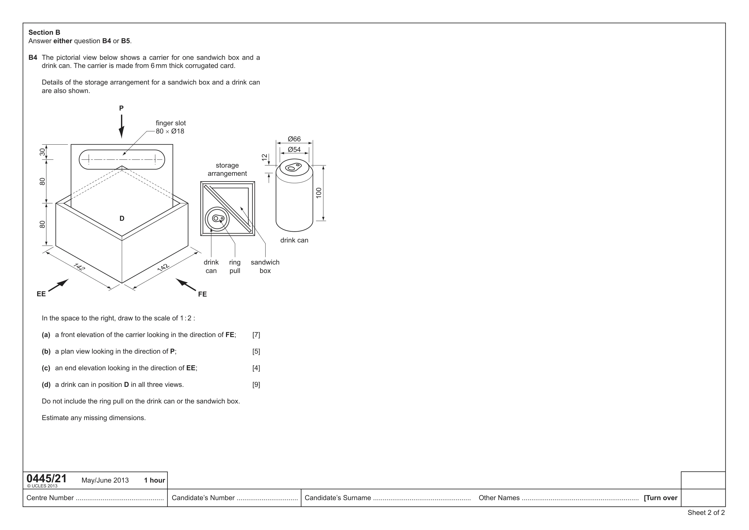 Cambridge IGCSE Design and Technology 0445 2013 May/June Paper 2 · Variant 1 question paper, page 3 of 4