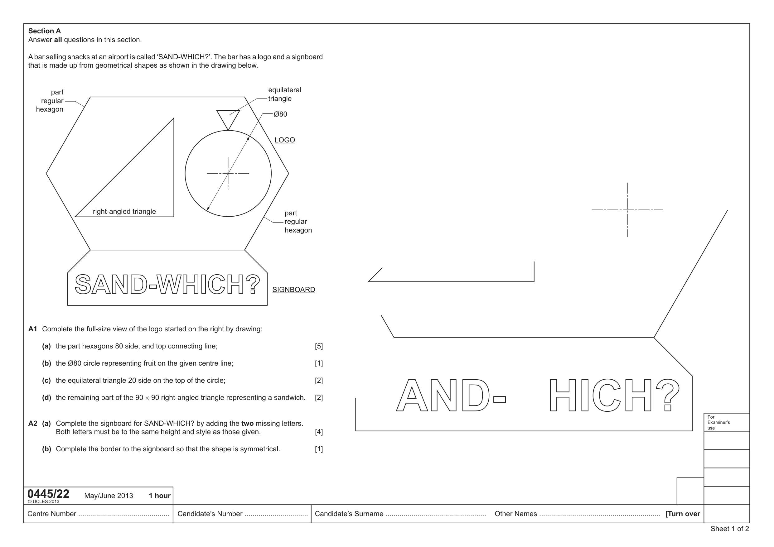 Cambridge IGCSE Design and Technology 0445 2013 May/June Paper 2 · Variant 2 question paper, page 1 of 4