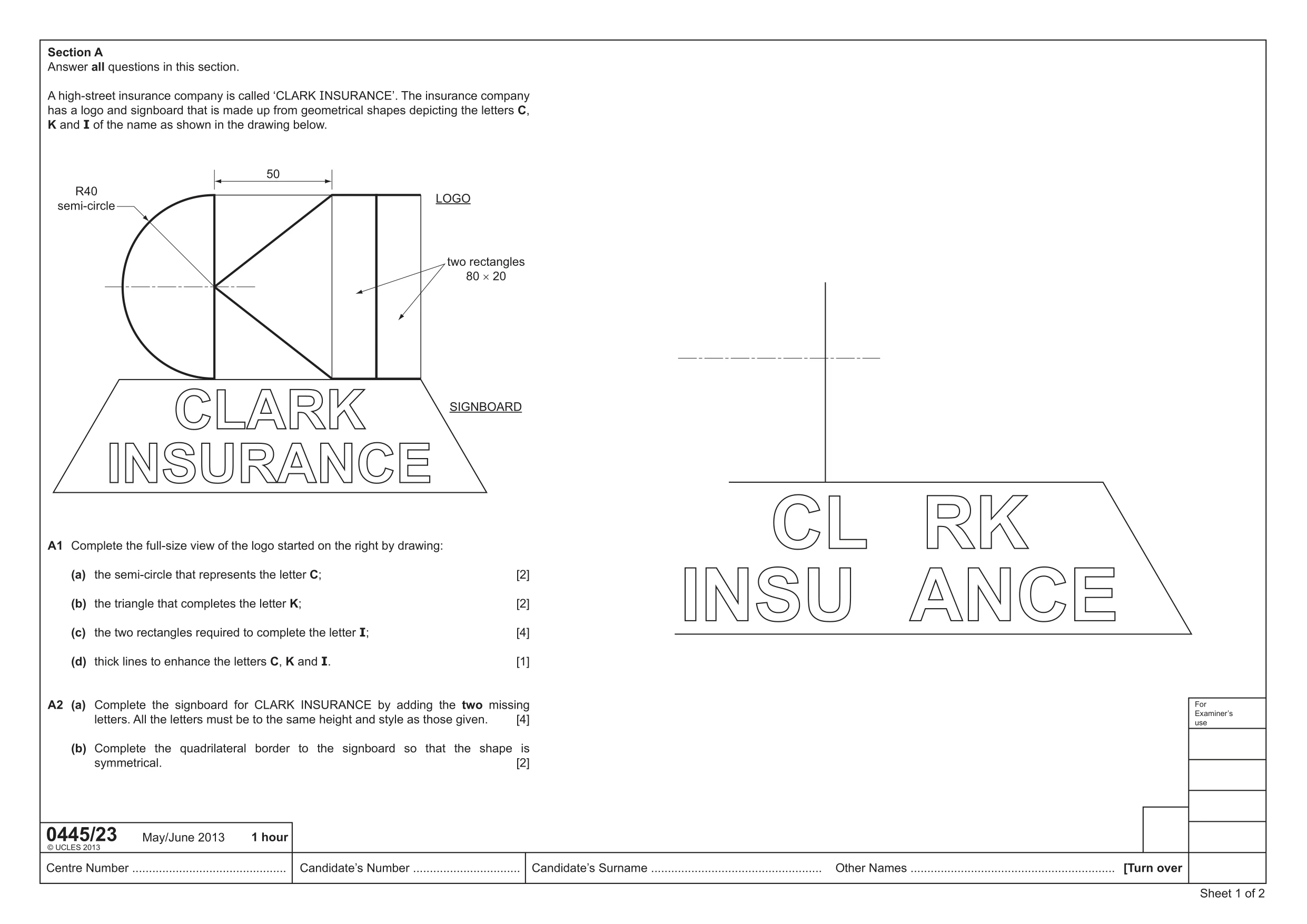 Cambridge IGCSE Design and Technology 0445 2013 May/June Paper 2 · Variant 3 question paper, page 1 of 4