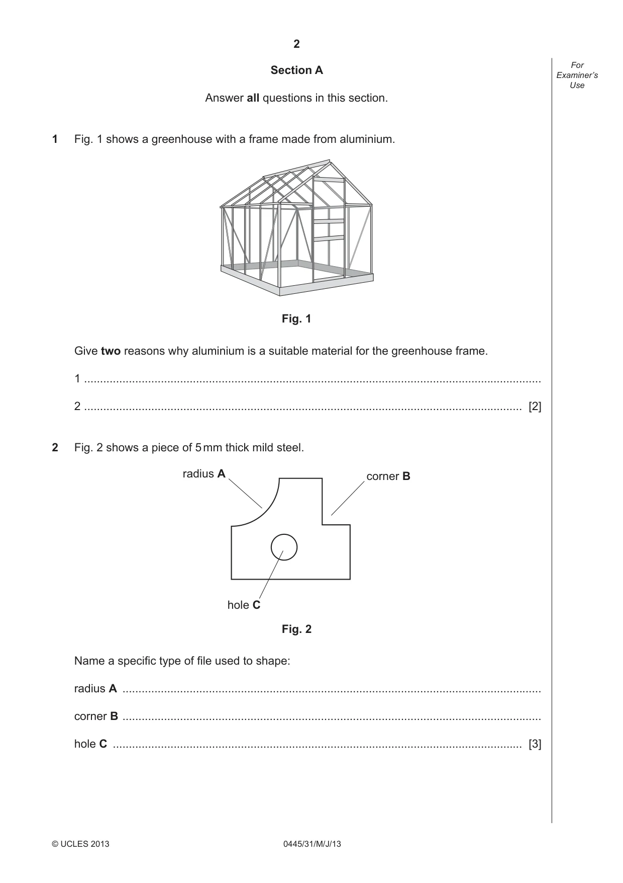 Cambridge IGCSE Design and Technology 0445 2013 May/June Paper 3 · Variant 1 question paper, page 2 of 16
