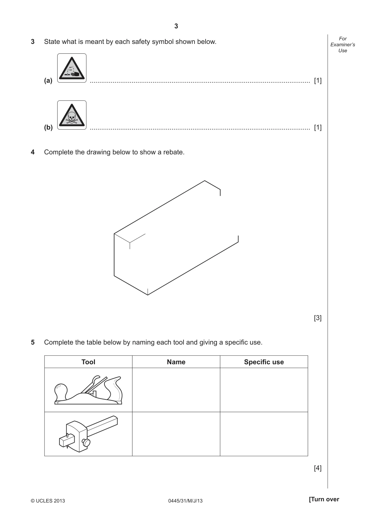 Cambridge IGCSE Design and Technology 0445 2013 May/June Paper 3 · Variant 1 question paper, page 3 of 16