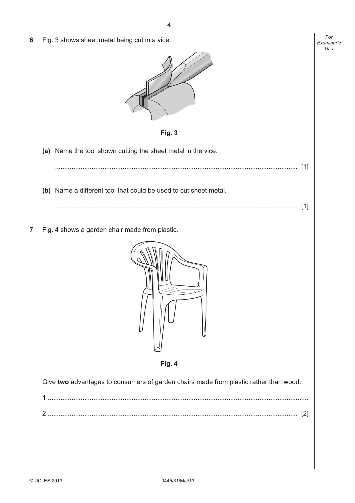 Cambridge IGCSE Design and Technology 0445 2013 May/June Paper 3 · Variant 1 question paper, page 4 of 16