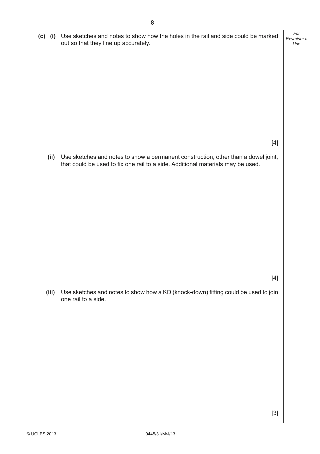 Cambridge IGCSE Design and Technology 0445 2013 May/June Paper 3 · Variant 1 question paper, page 8 of 16