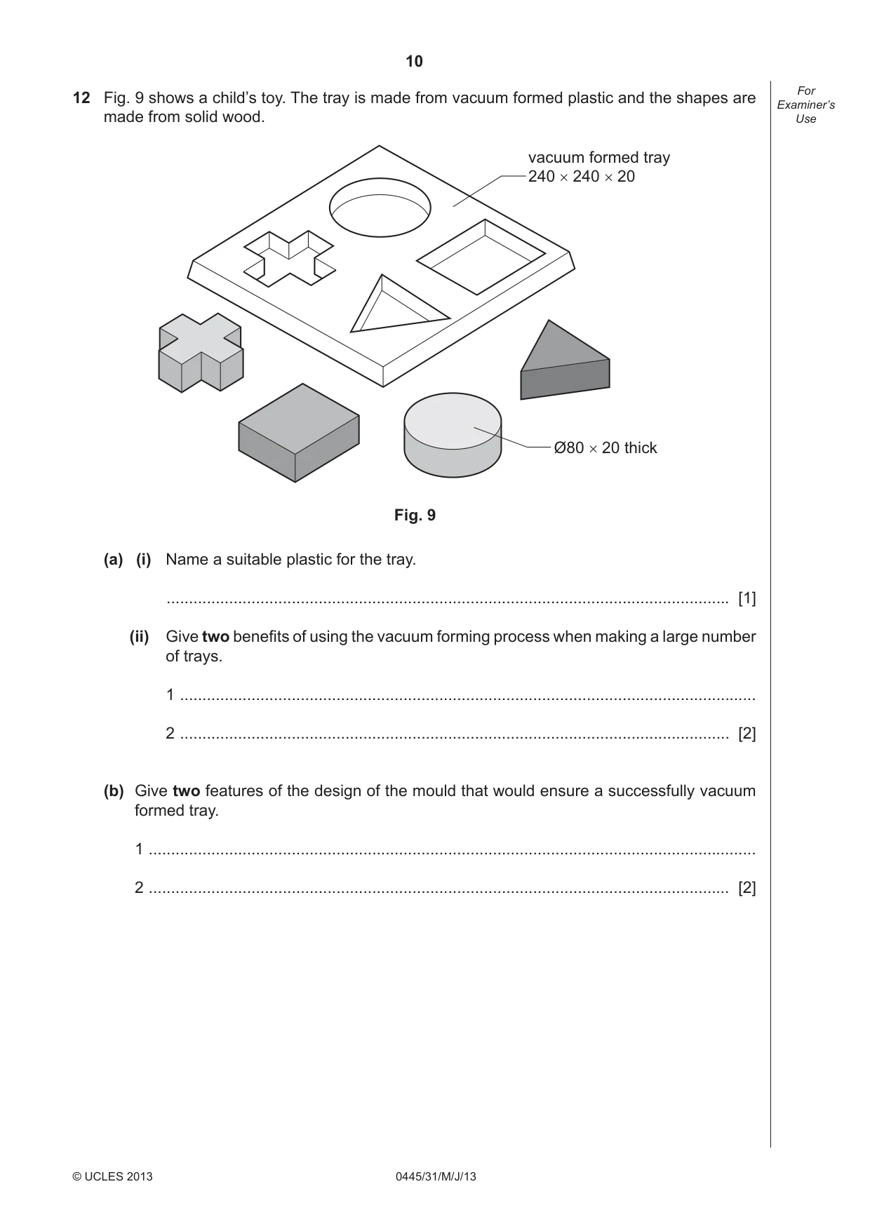 Cambridge IGCSE Design and Technology 0445 2013 May/June Paper 3 · Variant 1 question paper, page 10 of 16