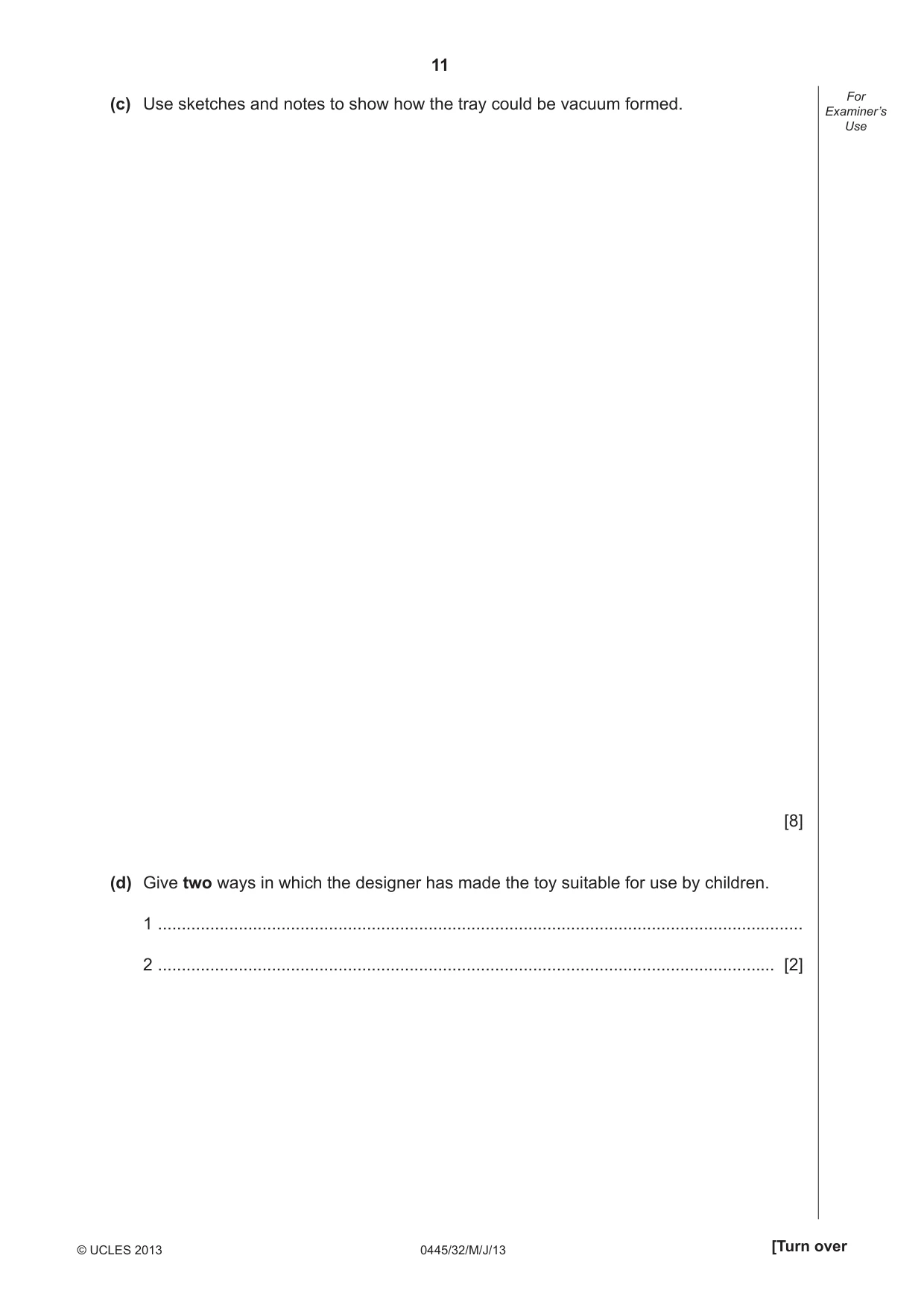 Cambridge IGCSE Design and Technology 0445 2013 May/June Paper 3 · Variant 2 question paper, page 11 of 16