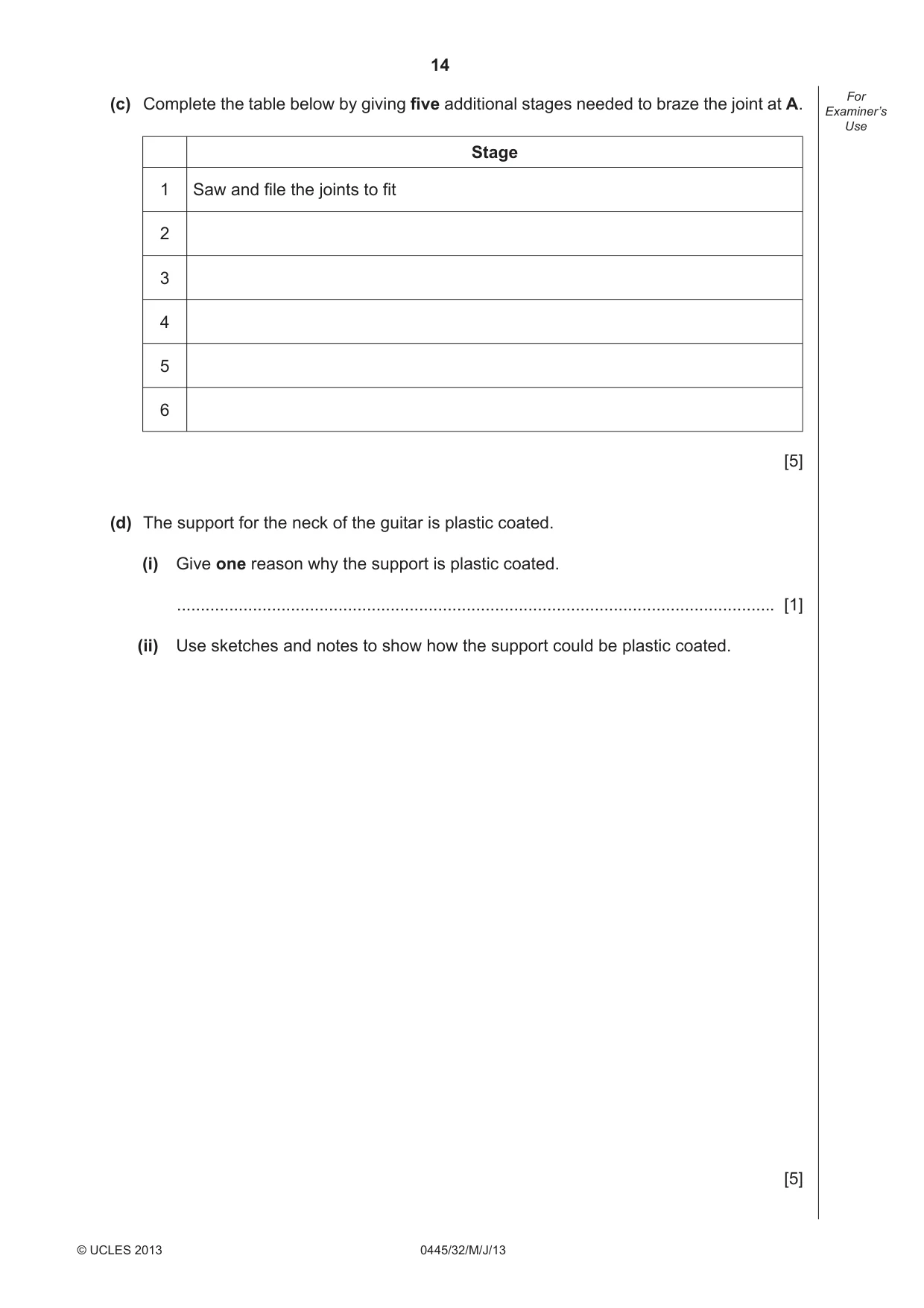 Cambridge IGCSE Design and Technology 0445 2013 May/June Paper 3 · Variant 2 question paper, page 14 of 16