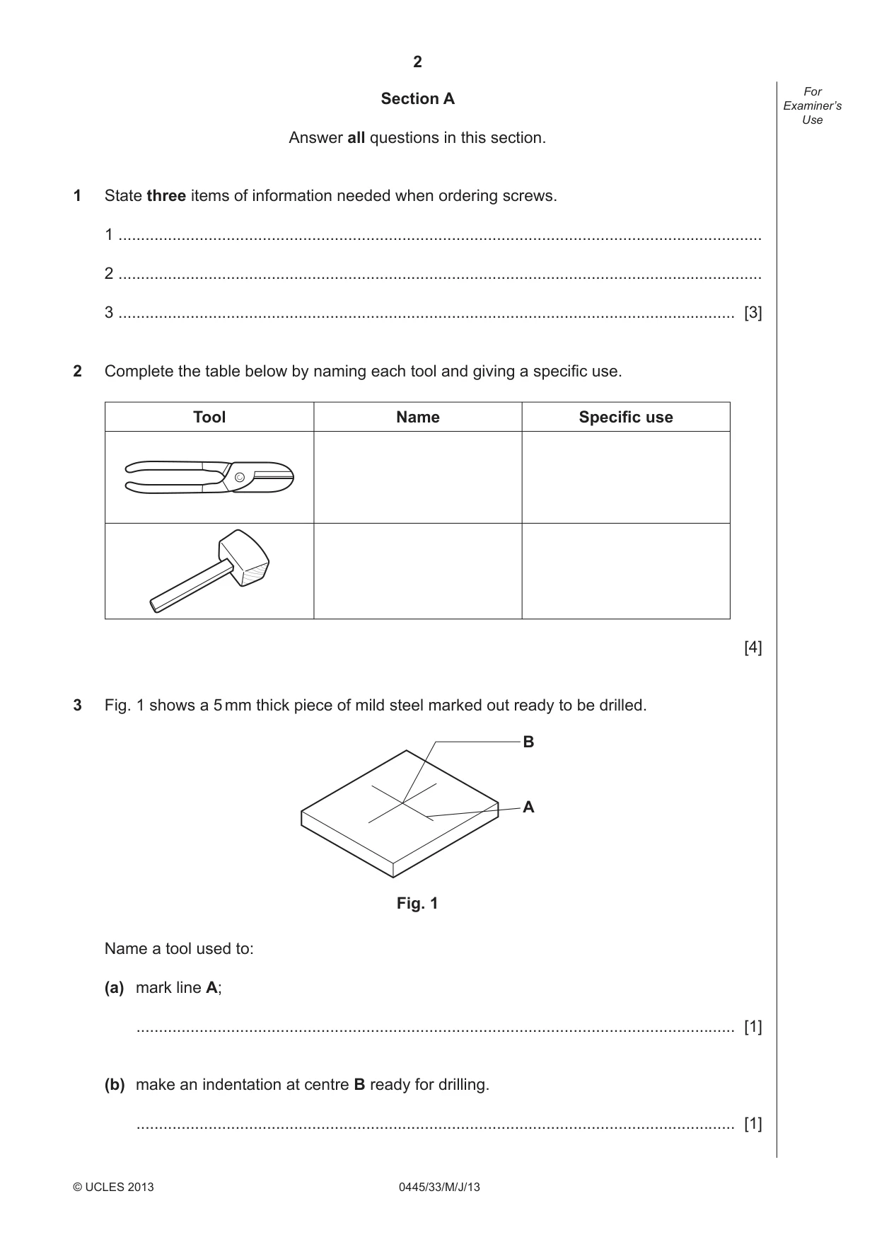 Cambridge IGCSE Design and Technology 0445 2013 May/June Paper 3 · Variant 3 question paper, page 2 of 16