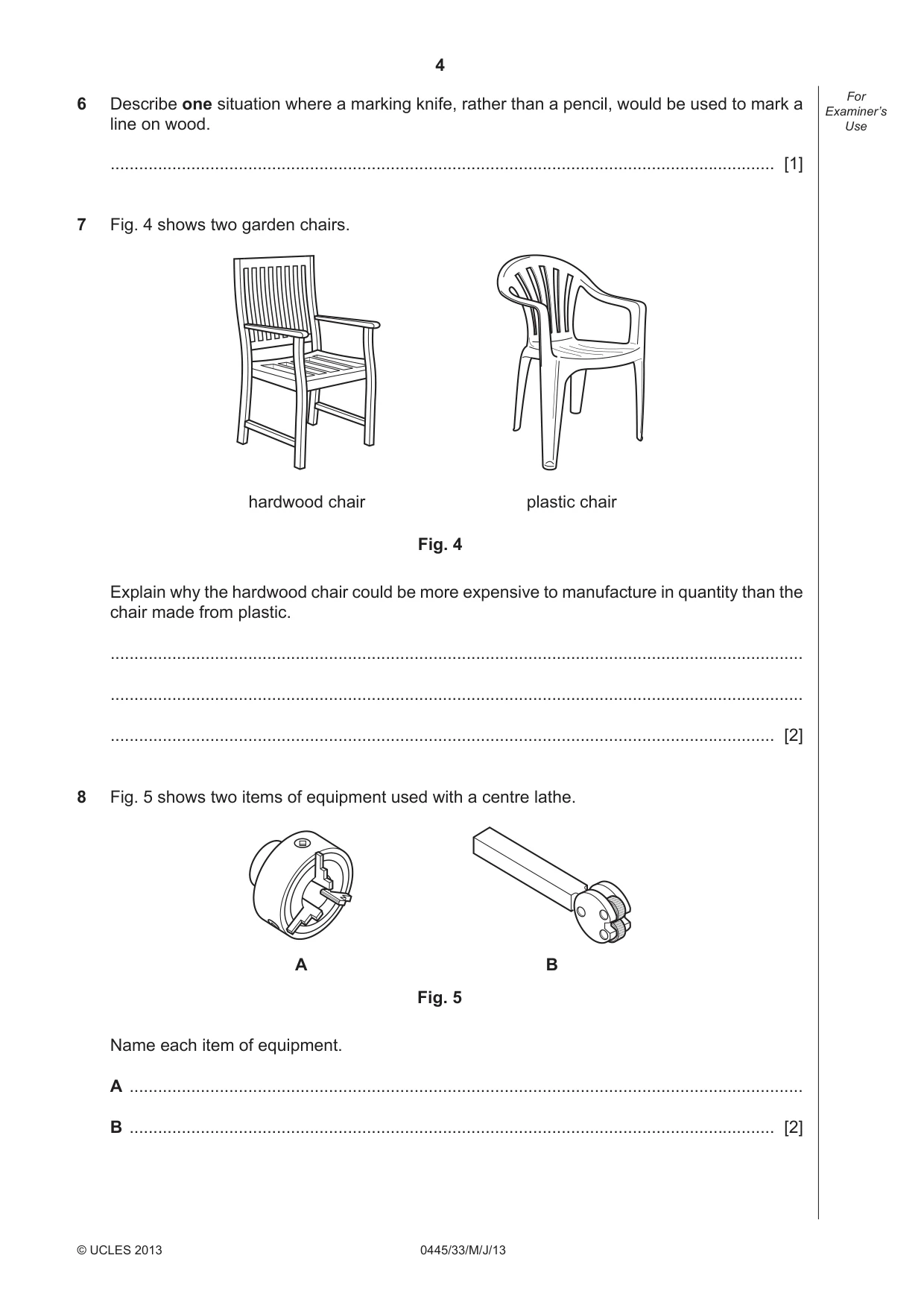 Cambridge IGCSE Design and Technology 0445 2013 May/June Paper 3 · Variant 3 question paper, page 4 of 16
