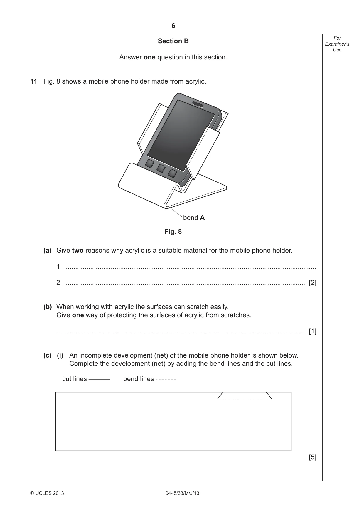 Cambridge IGCSE Design and Technology 0445 2013 May/June Paper 3 · Variant 3 question paper, page 6 of 16