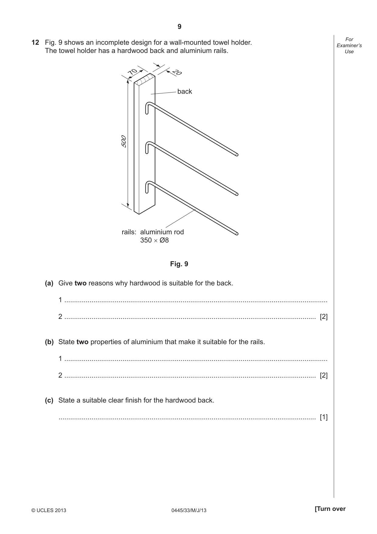 Cambridge IGCSE Design and Technology 0445 2013 May/June Paper 3 · Variant 3 question paper, page 9 of 16