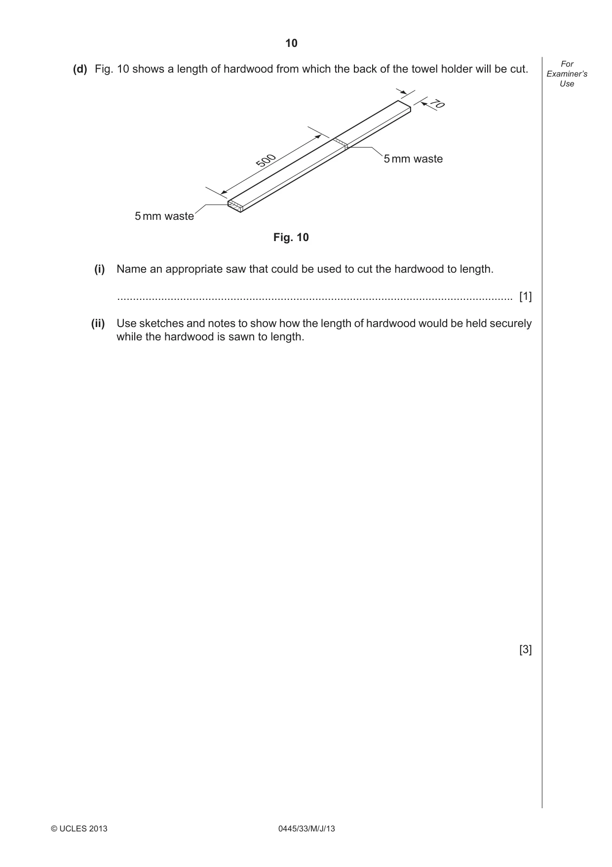 Cambridge IGCSE Design and Technology 0445 2013 May/June Paper 3 · Variant 3 question paper, page 10 of 16