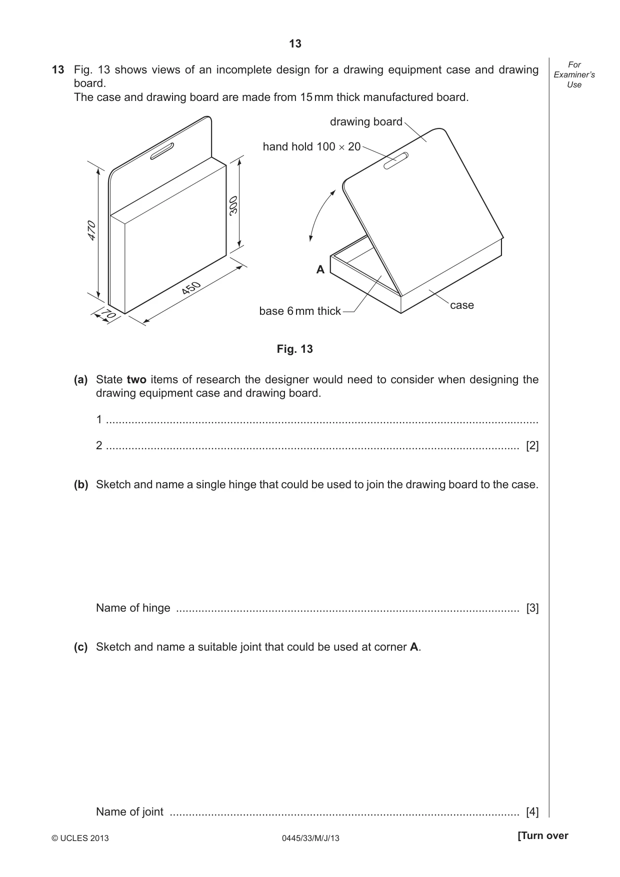 Cambridge IGCSE Design and Technology 0445 2013 May/June Paper 3 · Variant 3 question paper, page 13 of 16