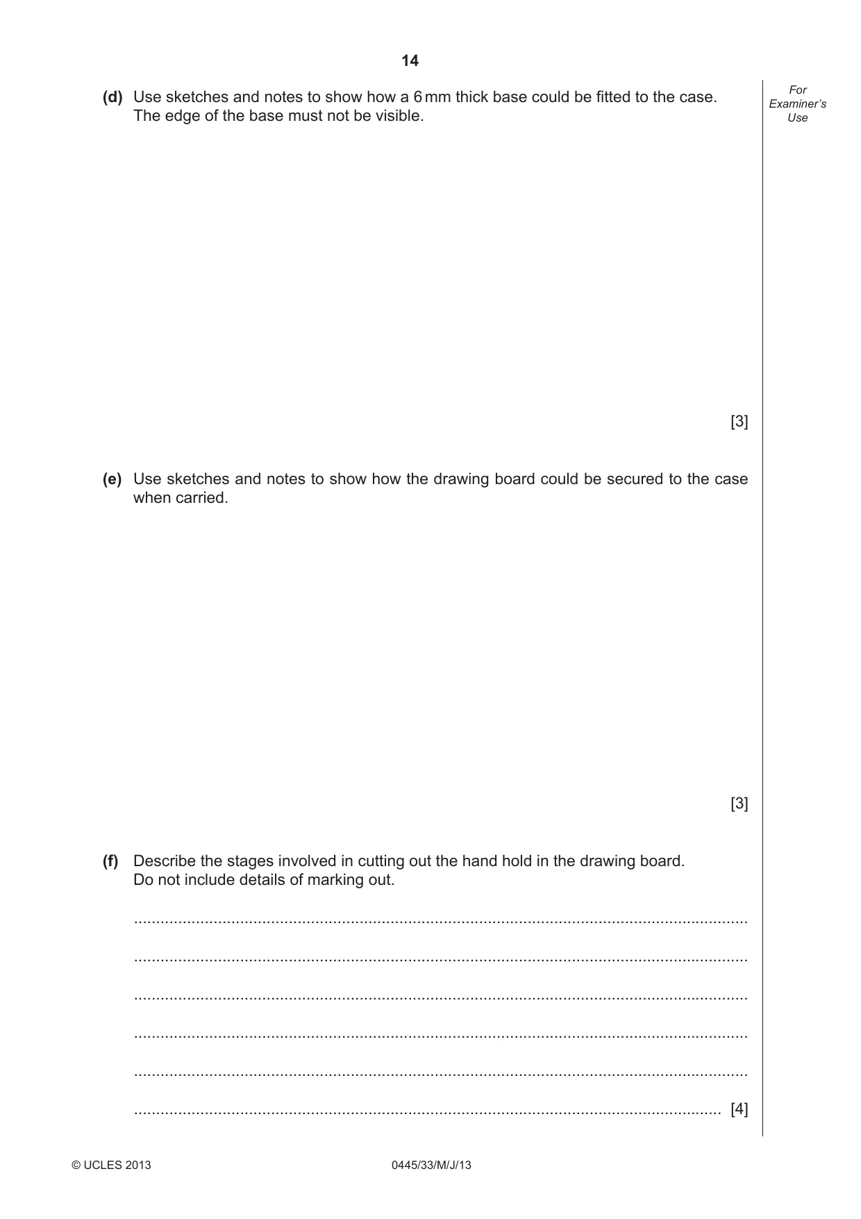Cambridge IGCSE Design and Technology 0445 2013 May/June Paper 3 · Variant 3 question paper, page 14 of 16