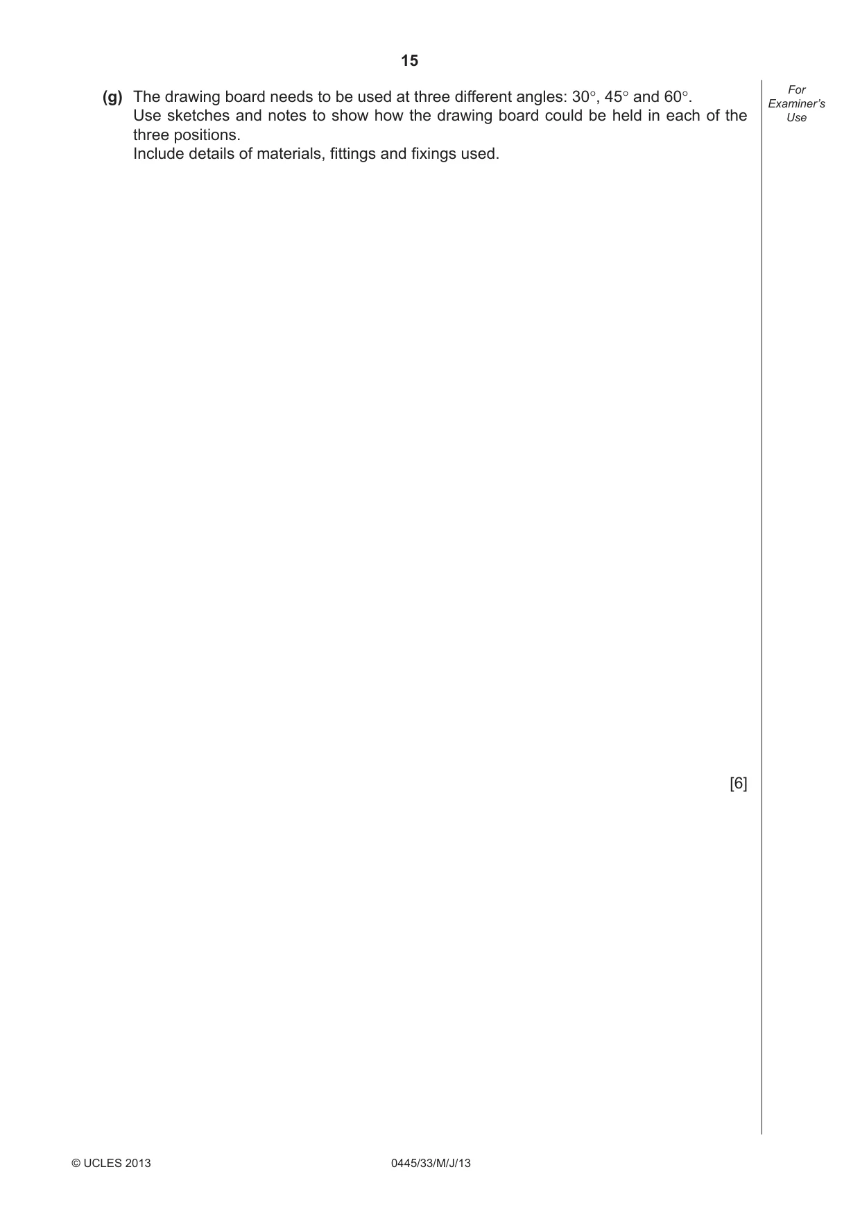 Cambridge IGCSE Design and Technology 0445 2013 May/June Paper 3 · Variant 3 question paper, page 15 of 16