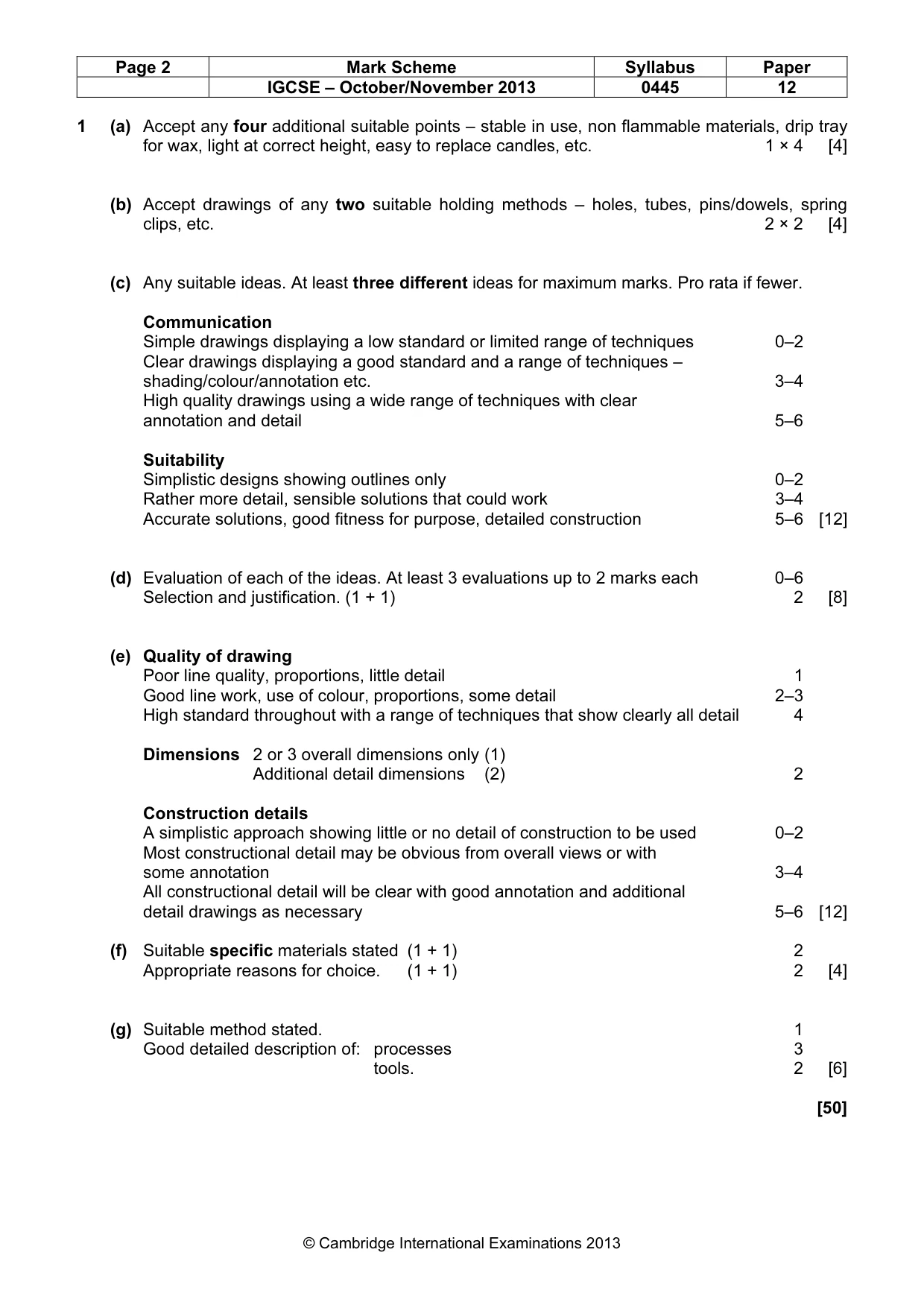 Mark scheme, page 2 of 4