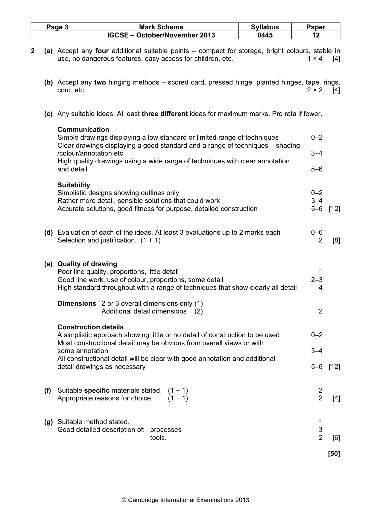 Mark scheme, page 3 of 4