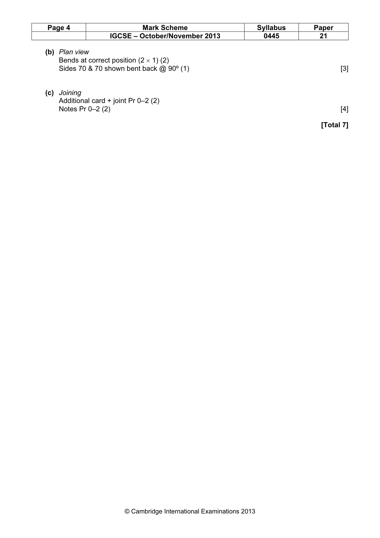 Mark scheme, page 4 of 4