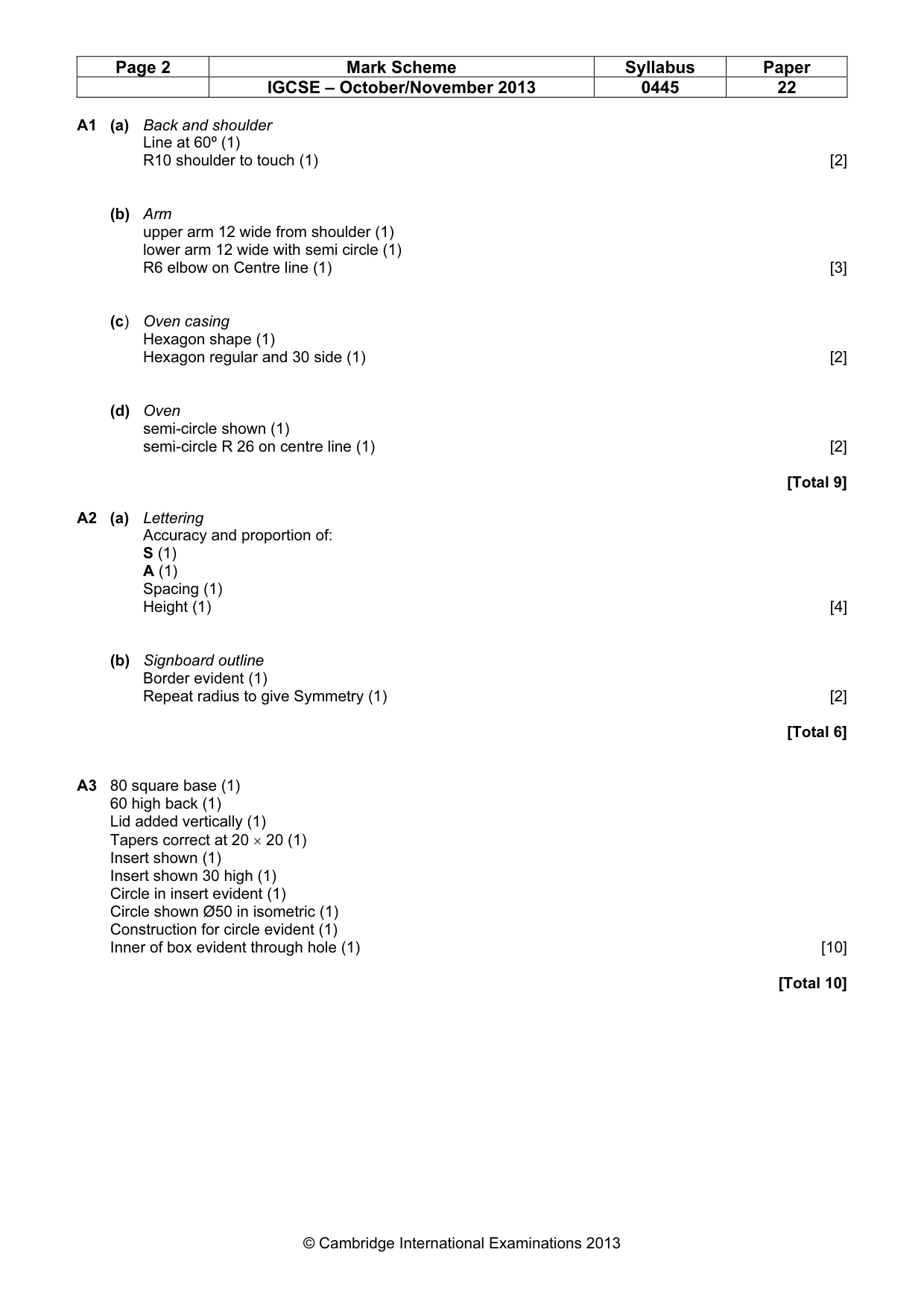 Mark scheme, page 2 of 3