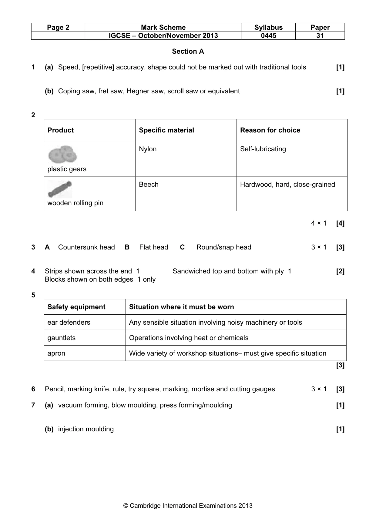 Mark scheme, page 2 of 6